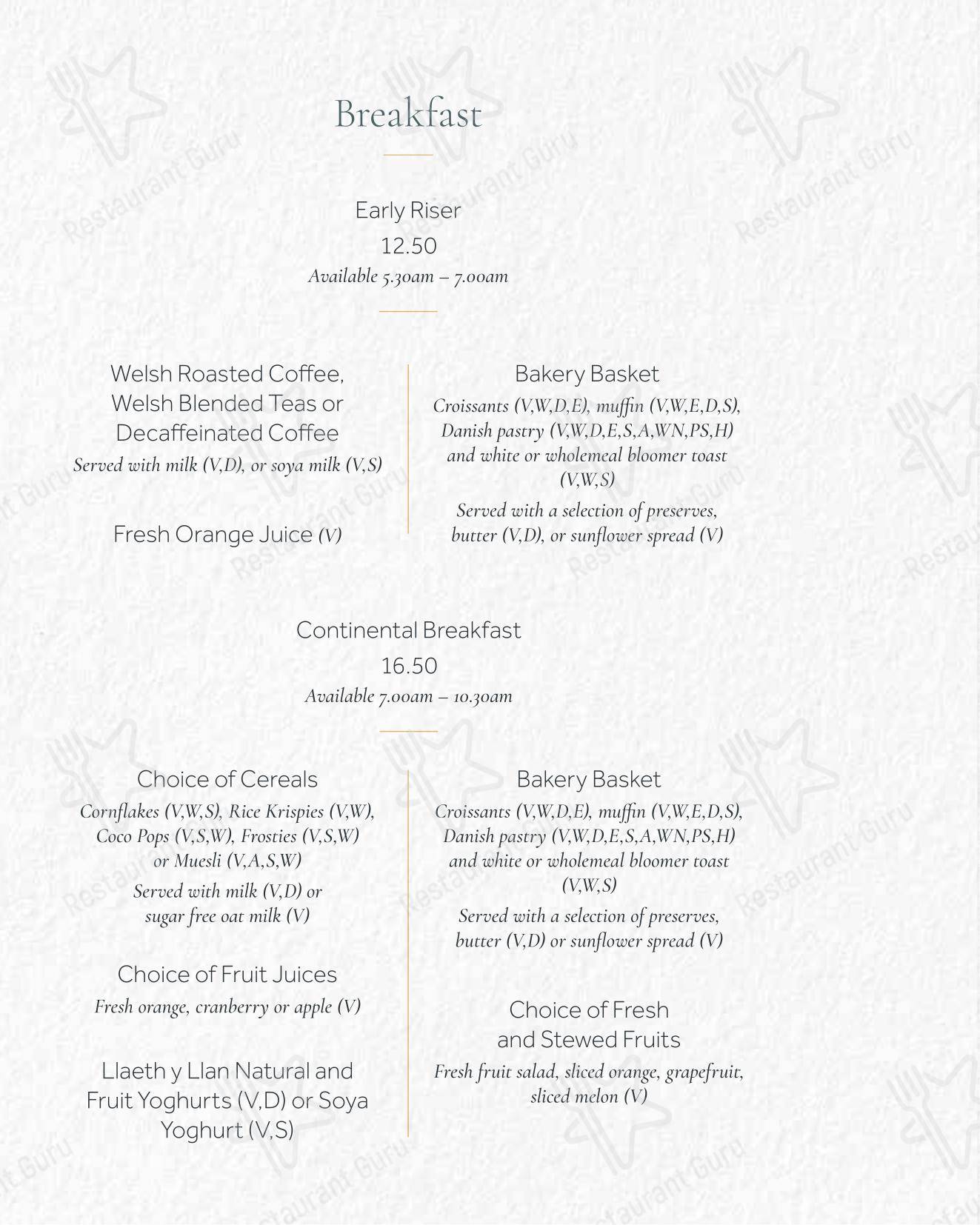 Takeaway Menu ресторана The Sorting Room Restaurant