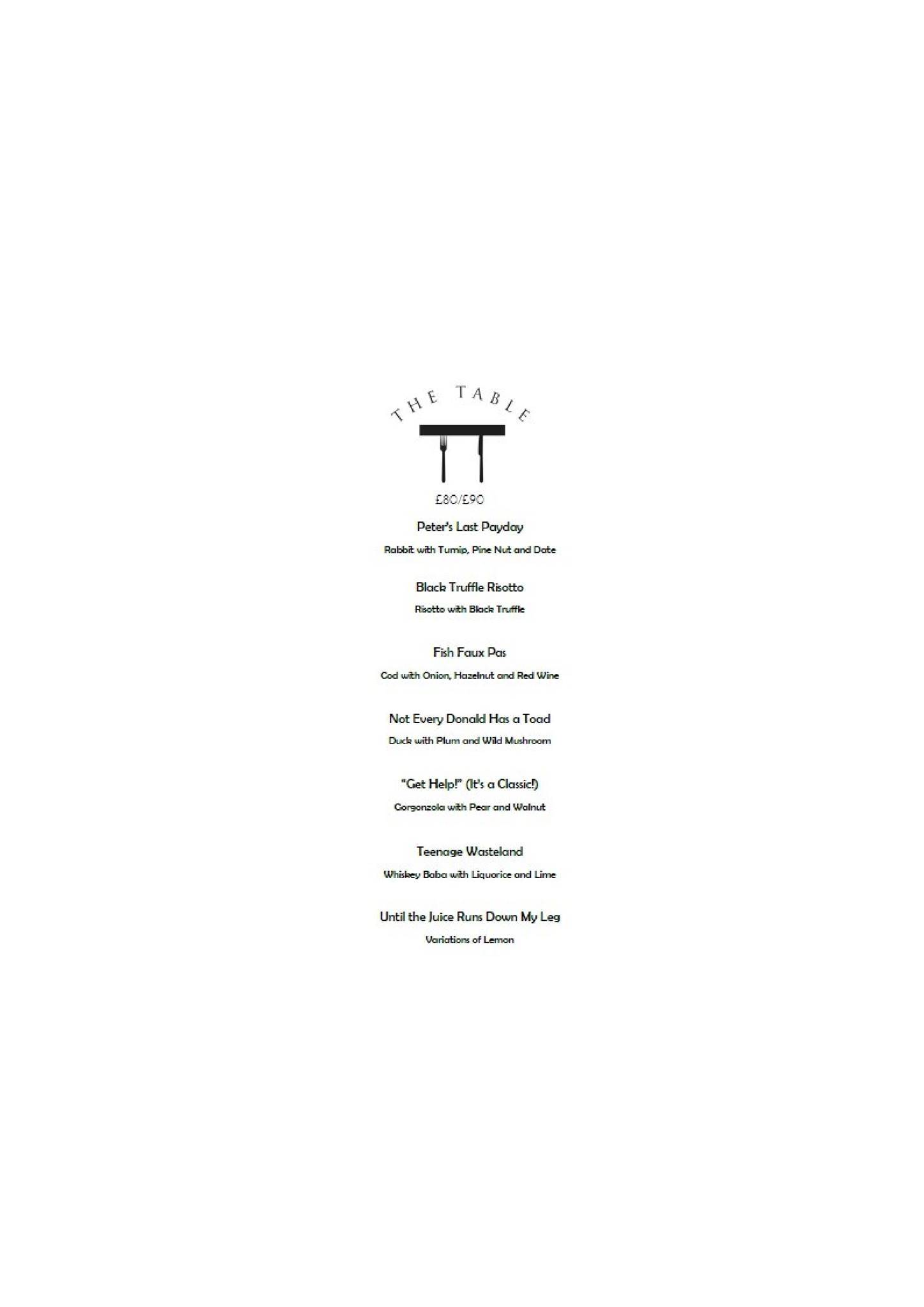 The Table меню