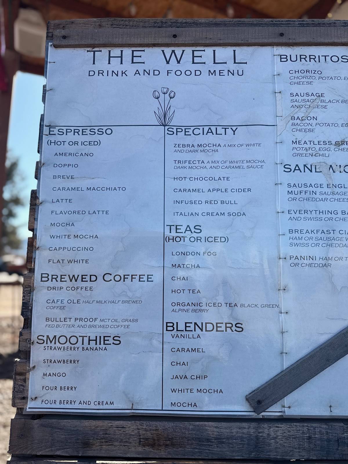 The Well Coffee And меню