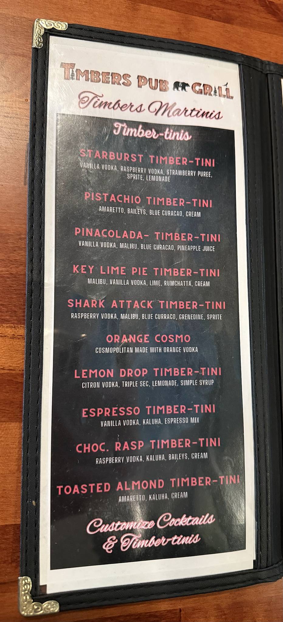 Timber's Pub & Grill меню