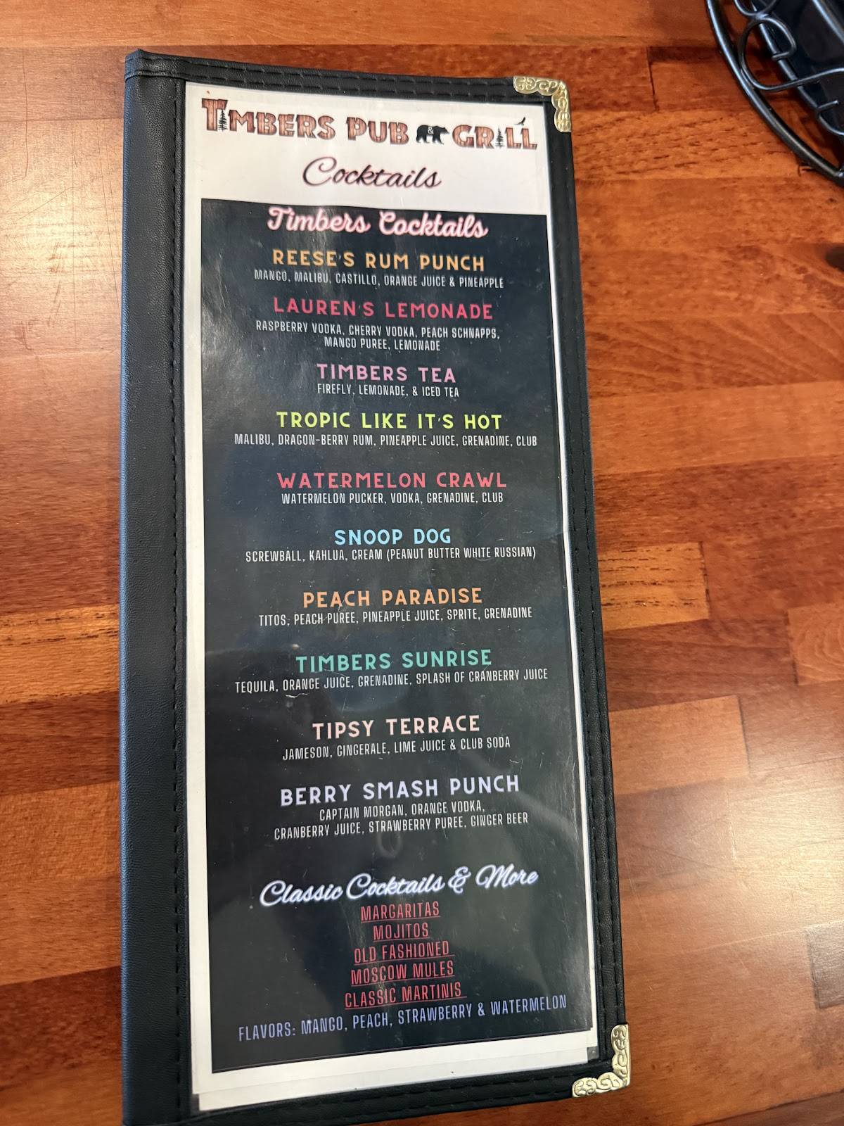 Timber's Pub & Grill меню