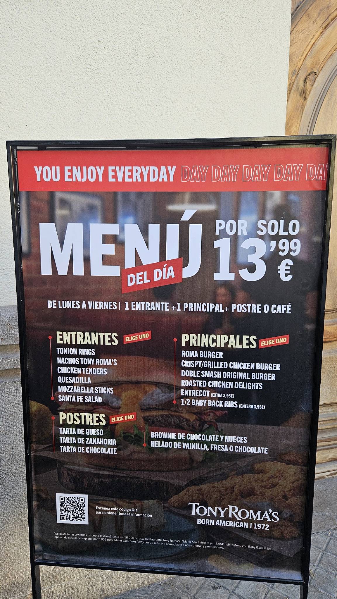 Tony Roma's меню