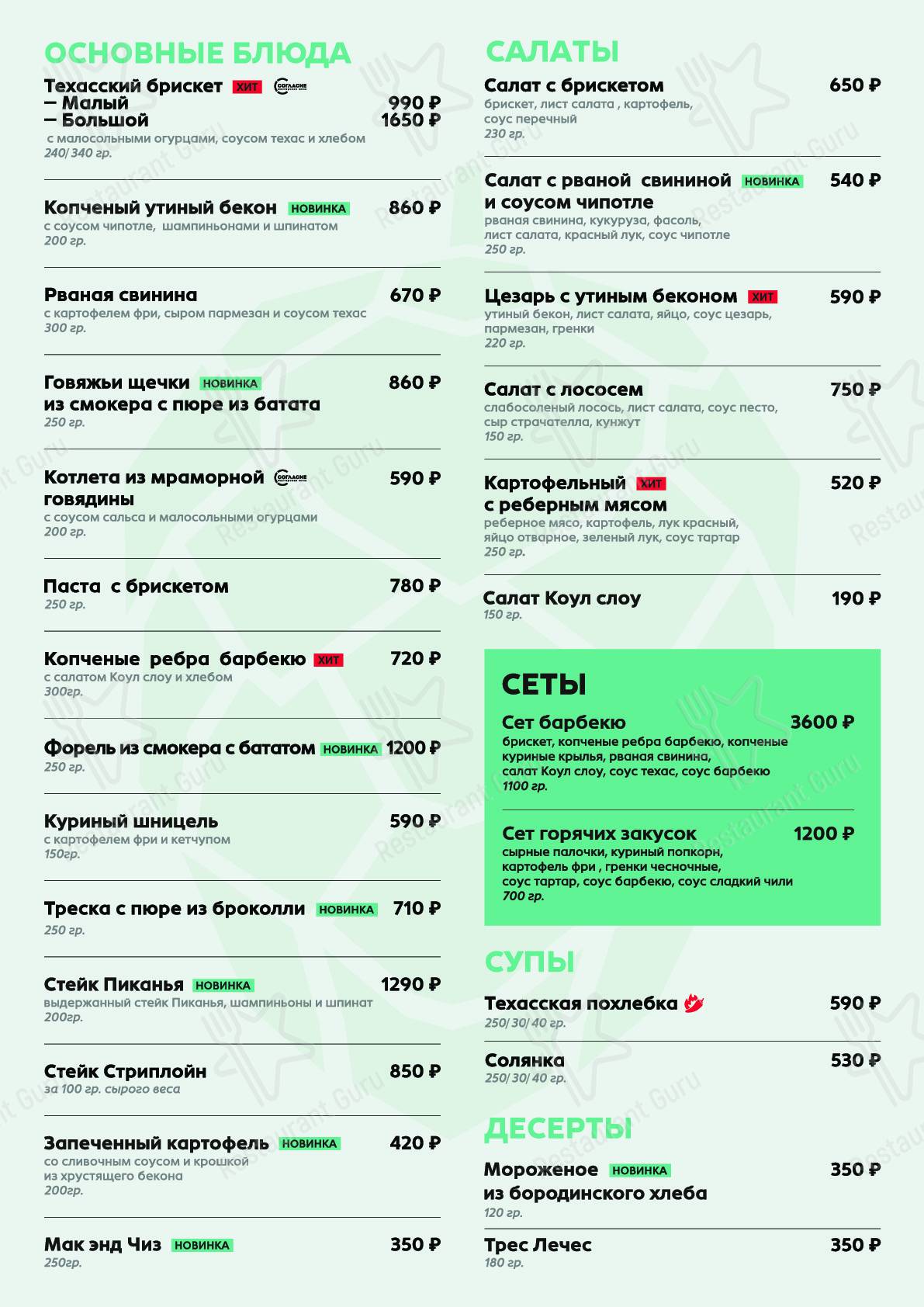Меню для посетителей паба и бара Top Hop