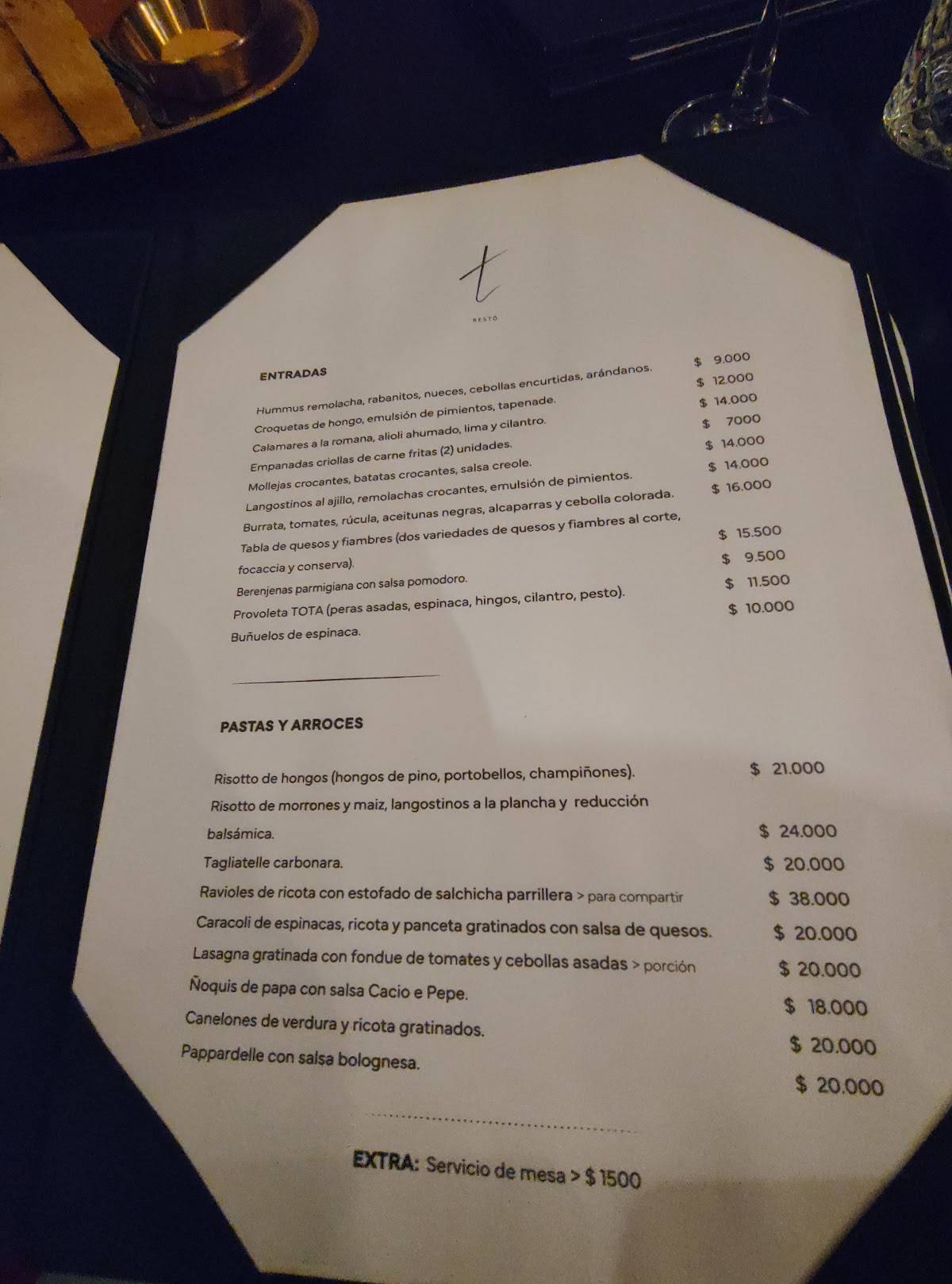 Tota Restó меню