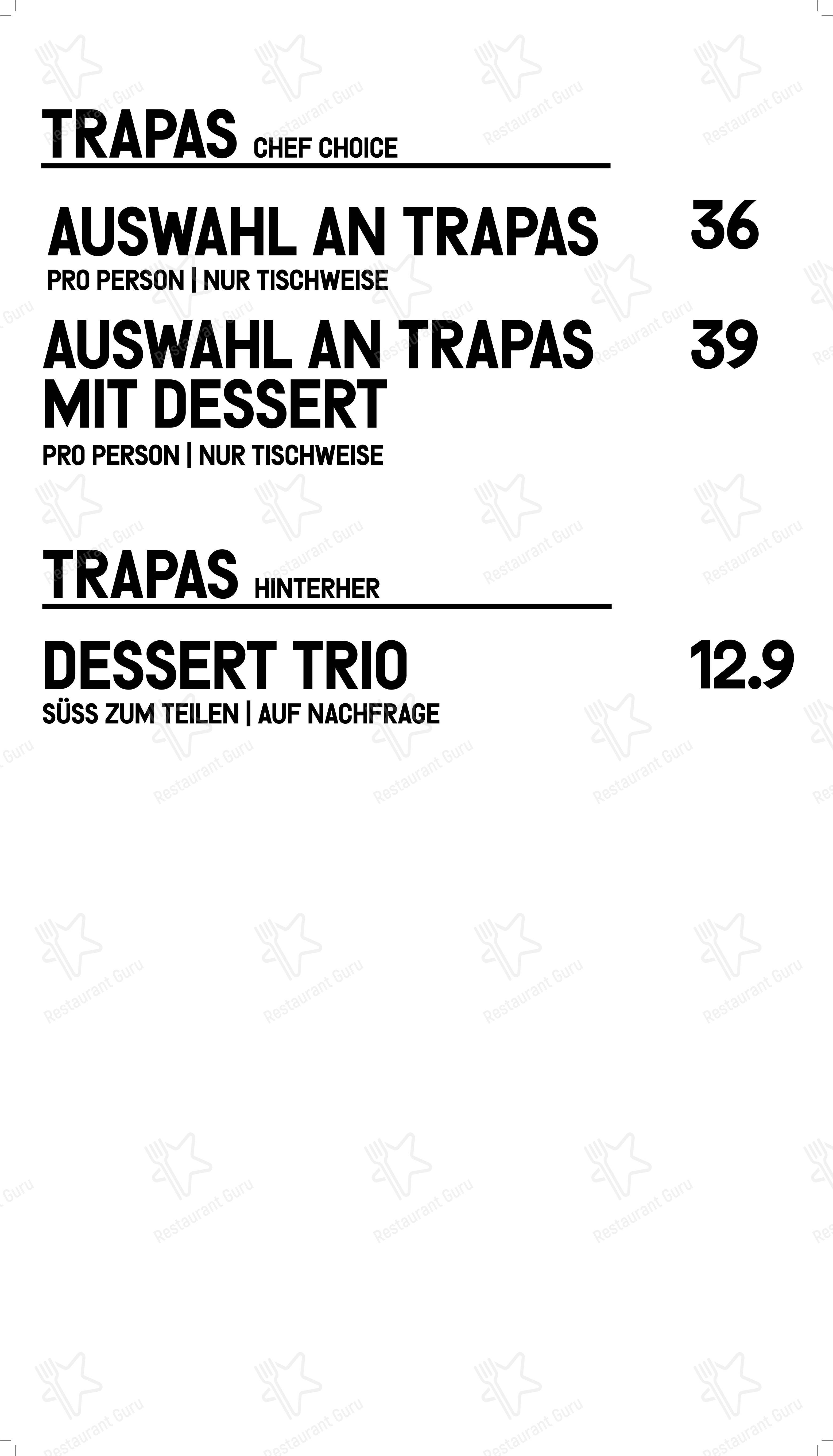 菜单 ресторана Trapas
