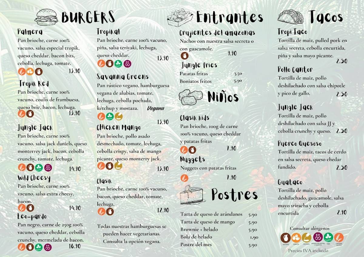 Tropik Burger меню