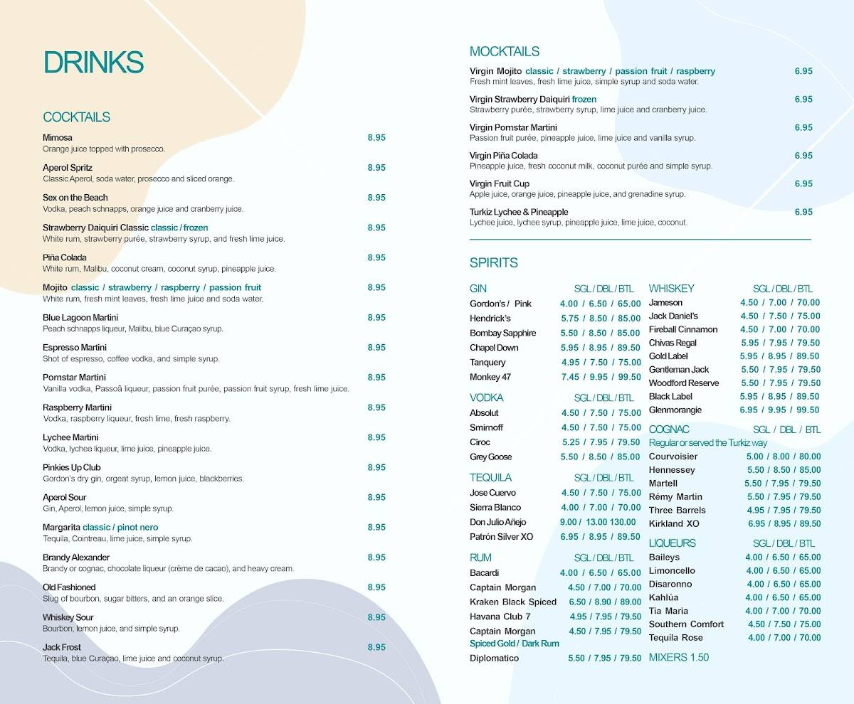 Türkiz Restaurant меню