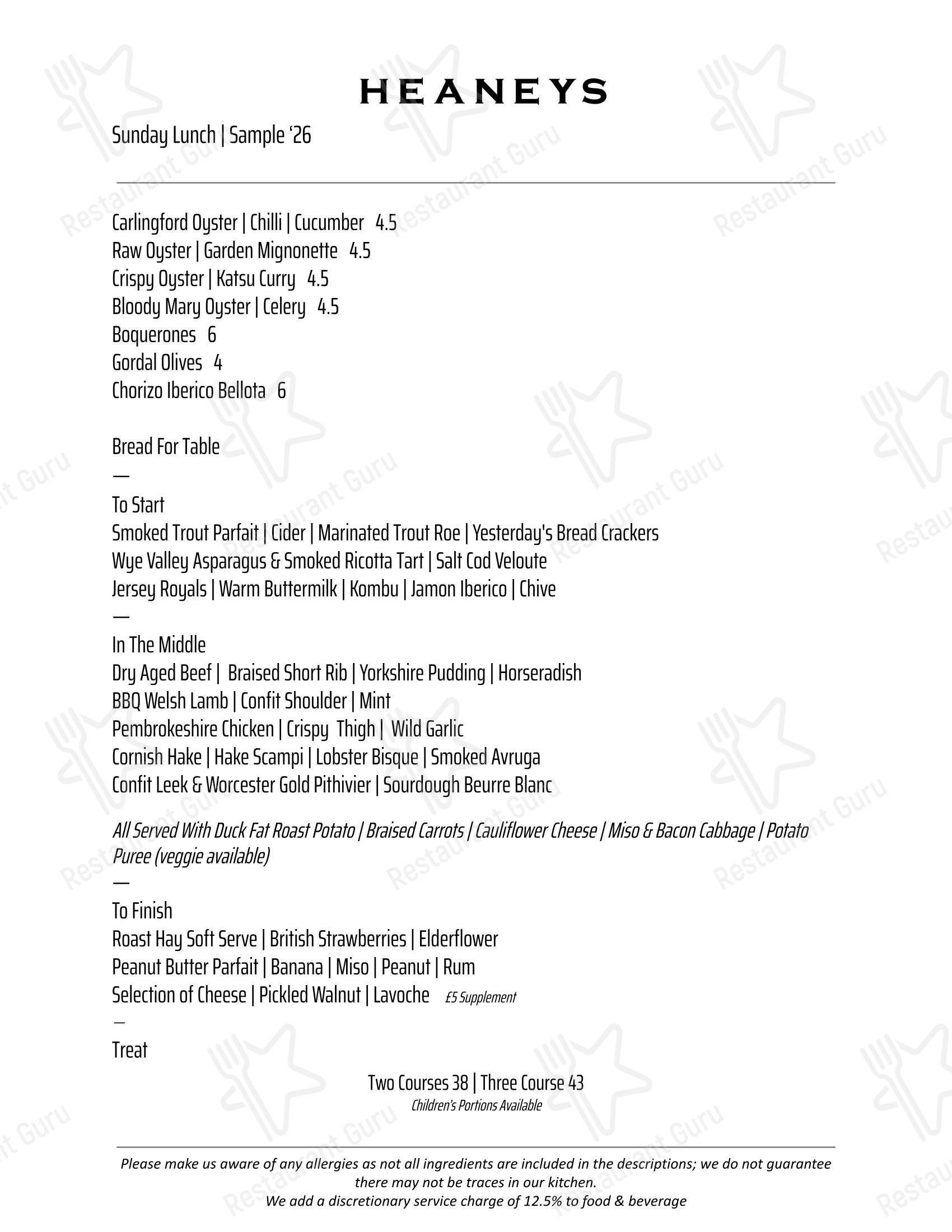 Takeaway Menu паба и бара Uisce