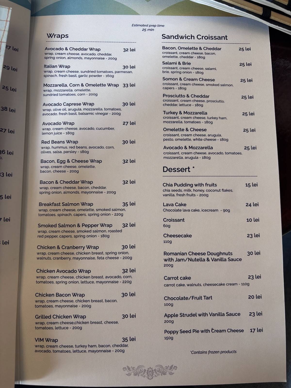 VIM bistro меню