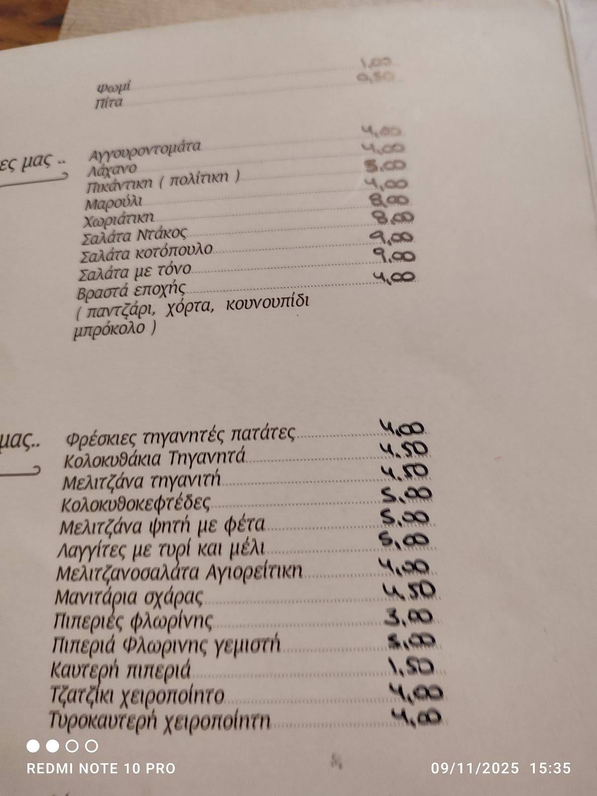 Valantis меню