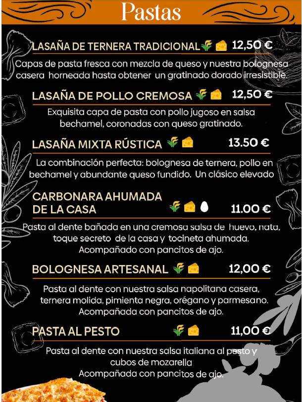 PIZZERÍA LA RÚSTICA меню