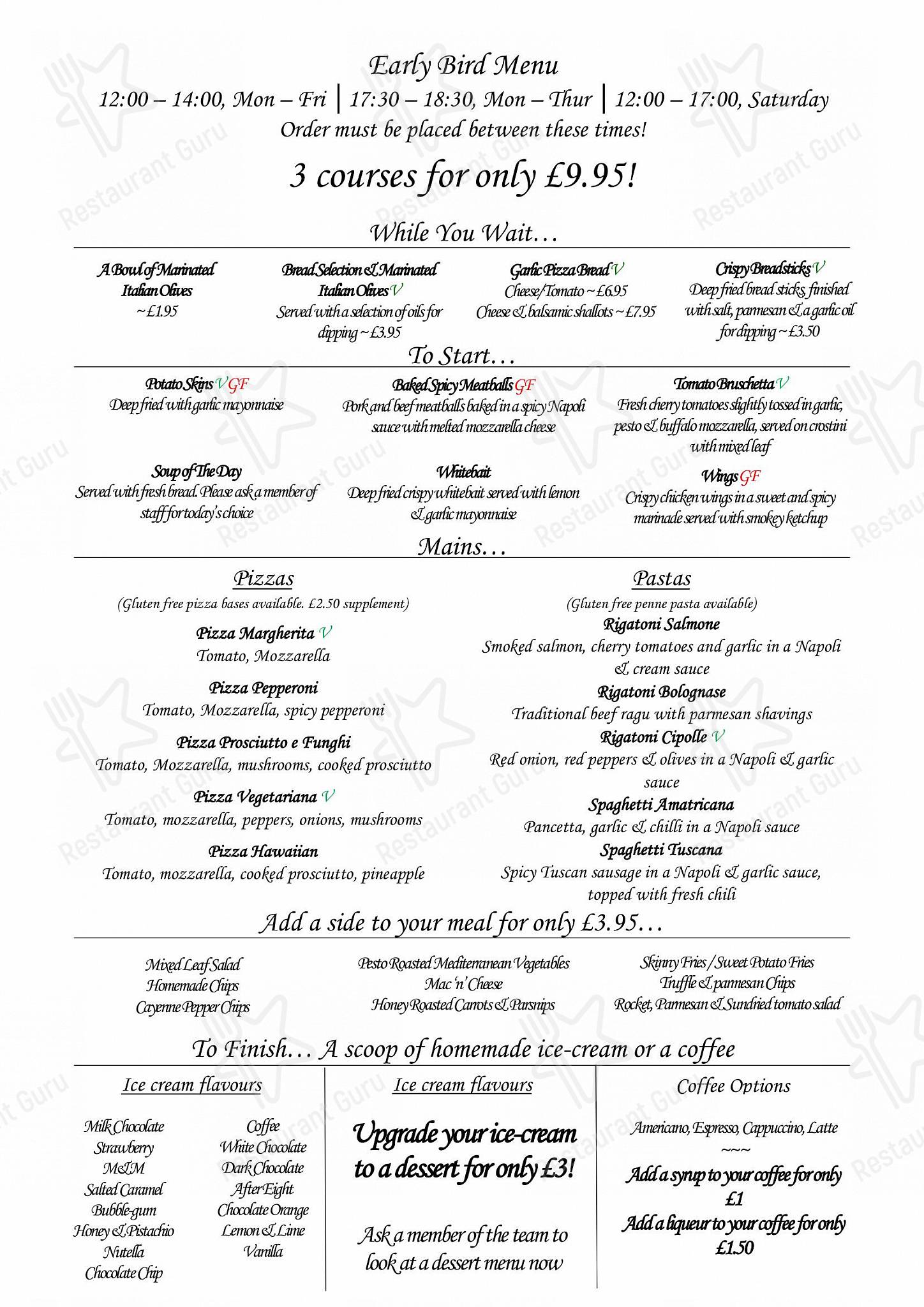 Vercelli Restaurant Hexham в Хексеме - Carte et menu