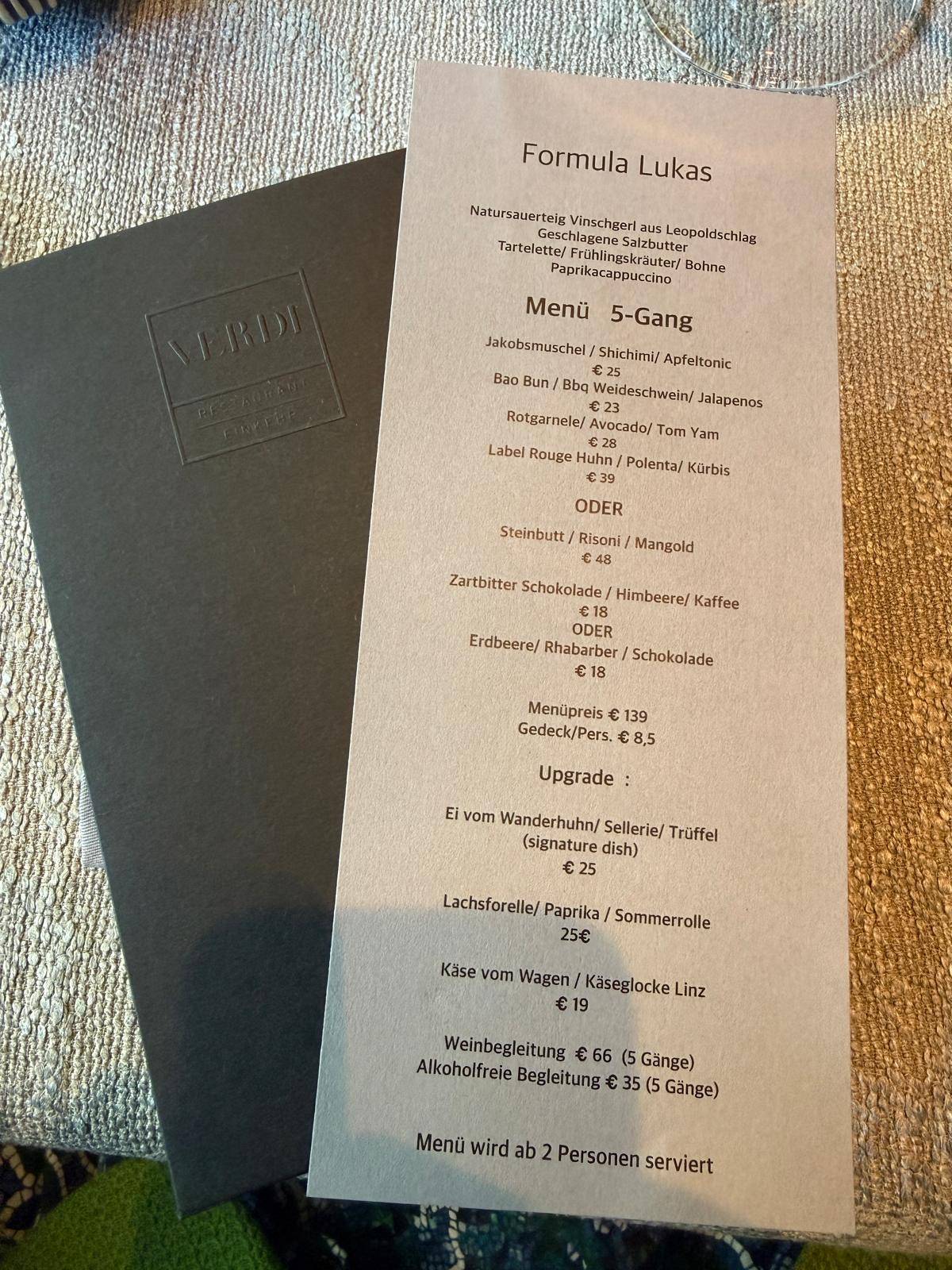 Verdi-Restaurant-Einkehr меню