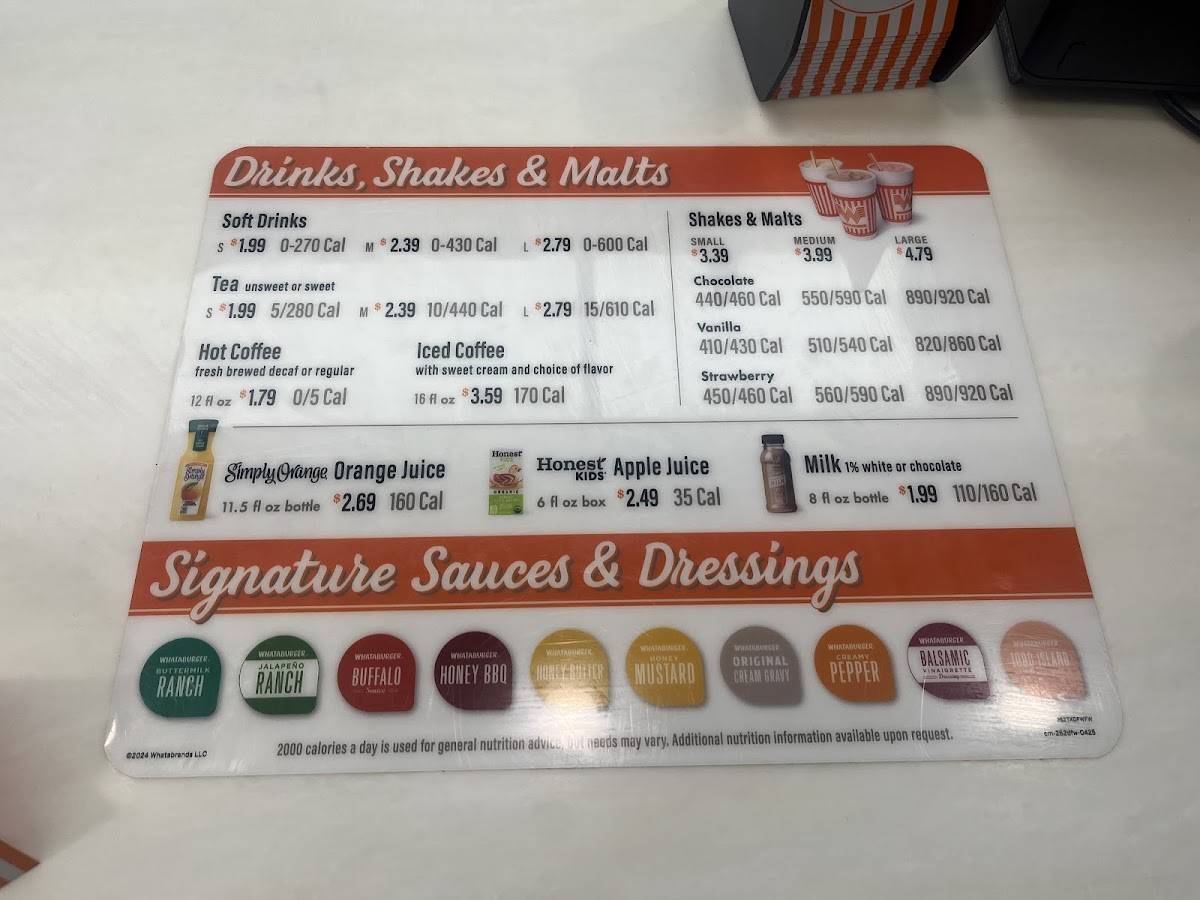Whataburger меню