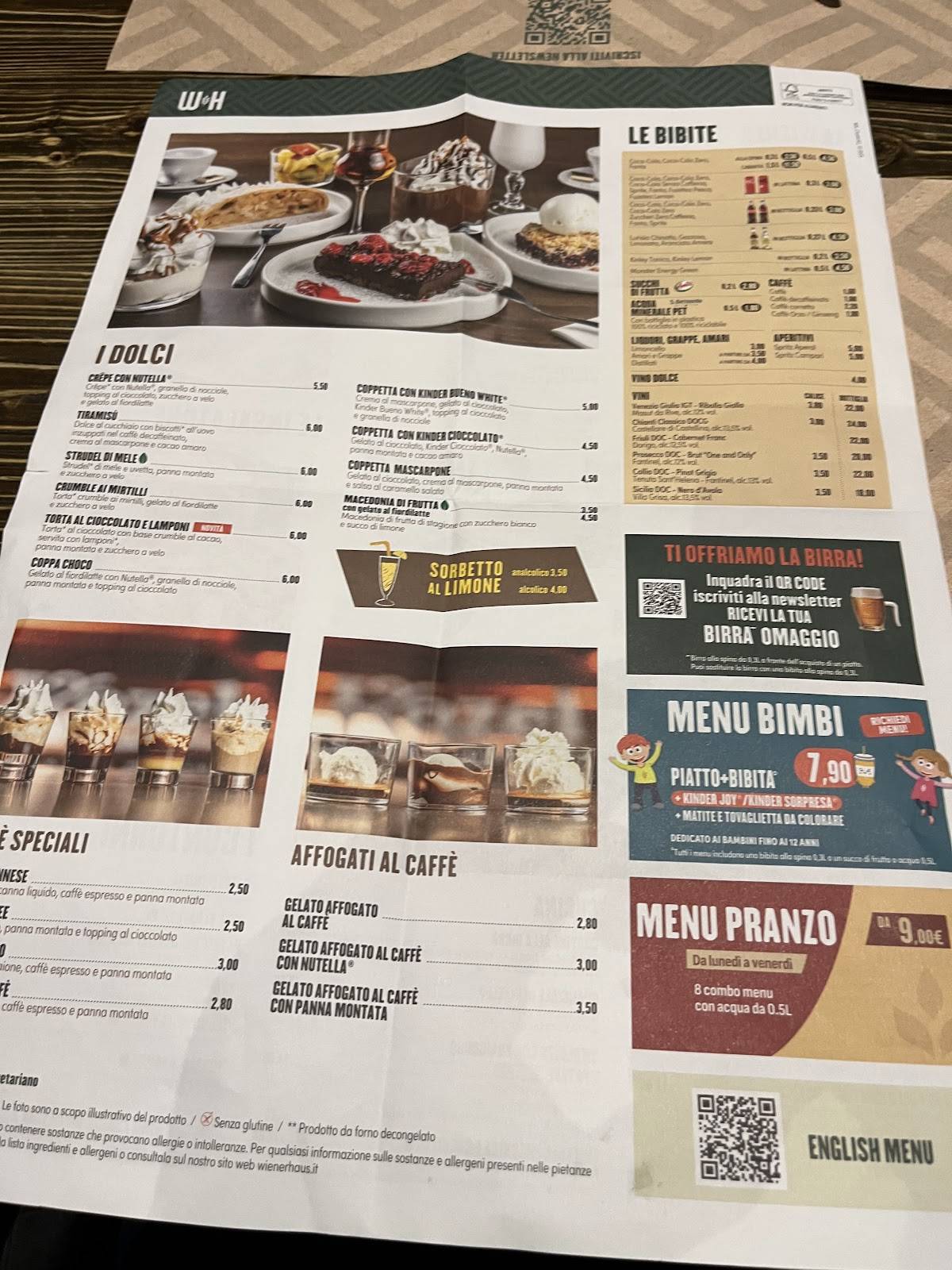 Wiener Haus Roma Est меню