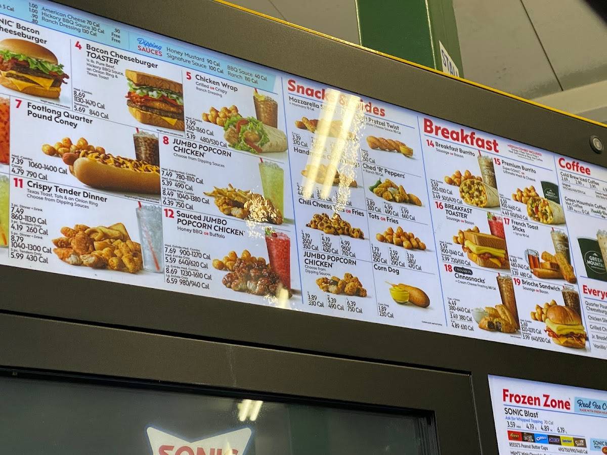 Sonic Drive-In меню