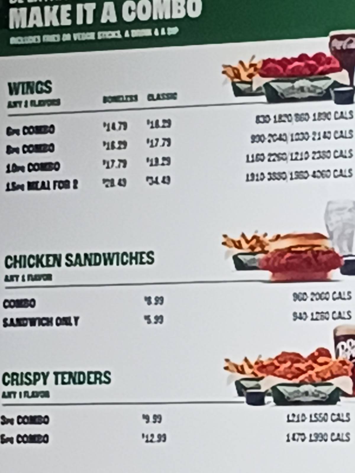 Wingstop меню