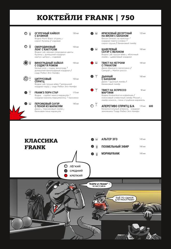 Frank by Баста меню