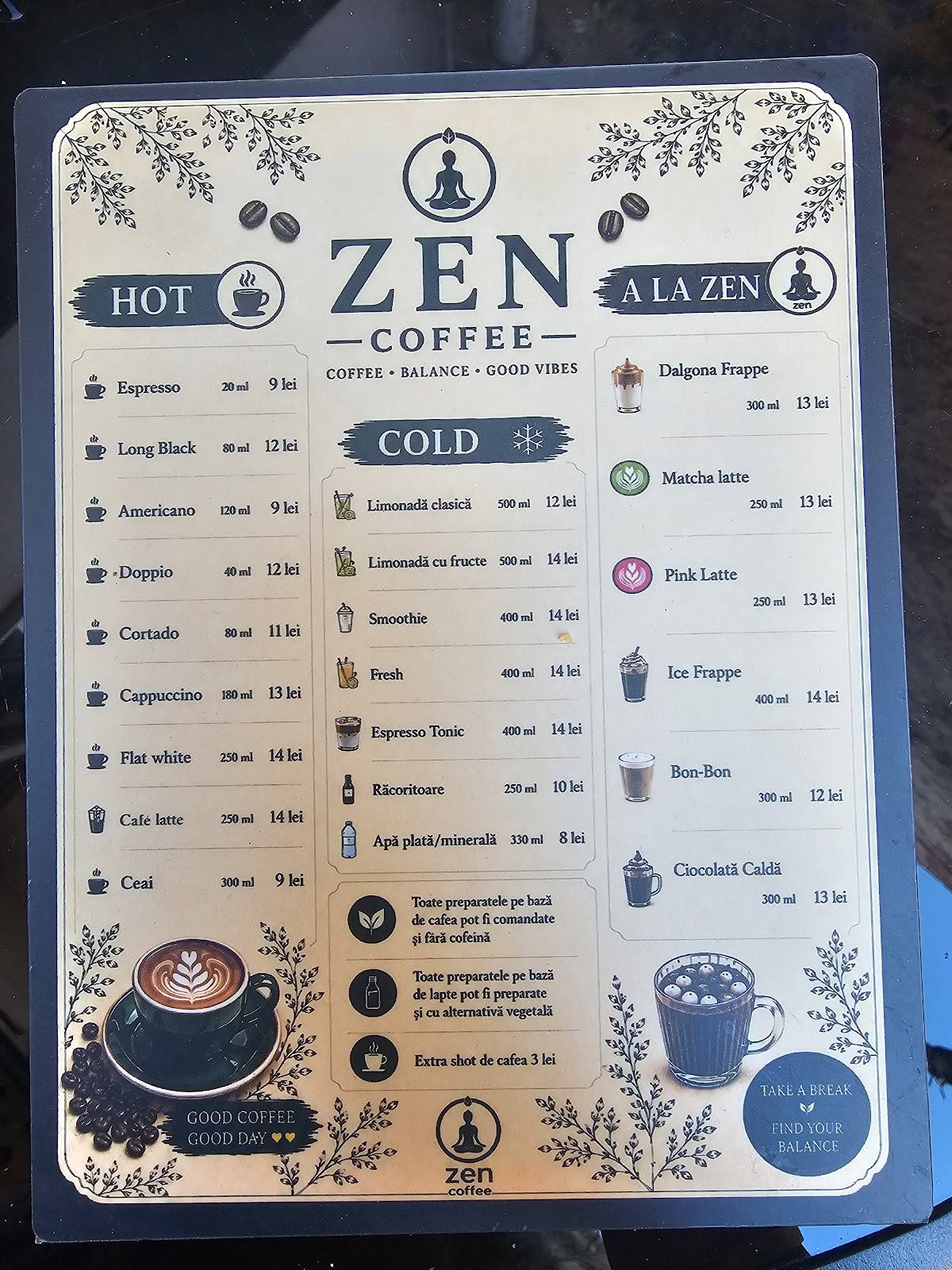 Zen Coffee Sebes меню