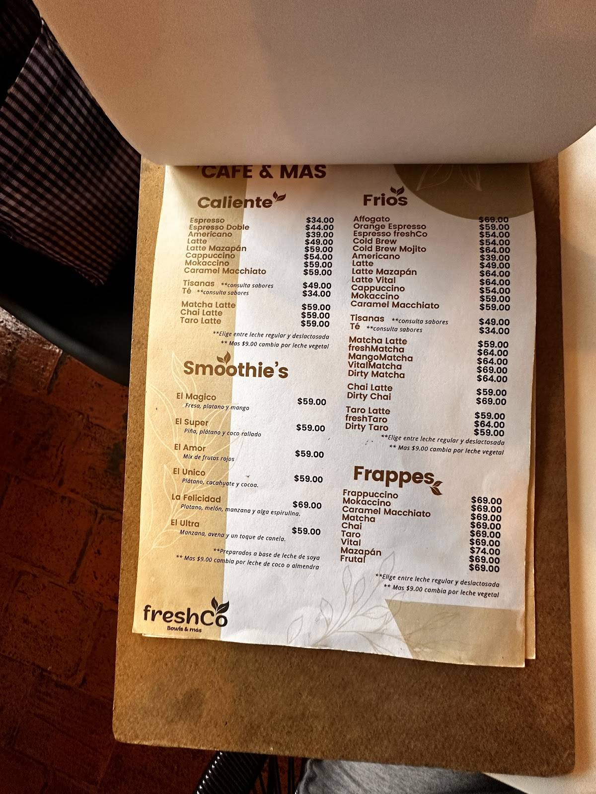 freshCo Taxco меню