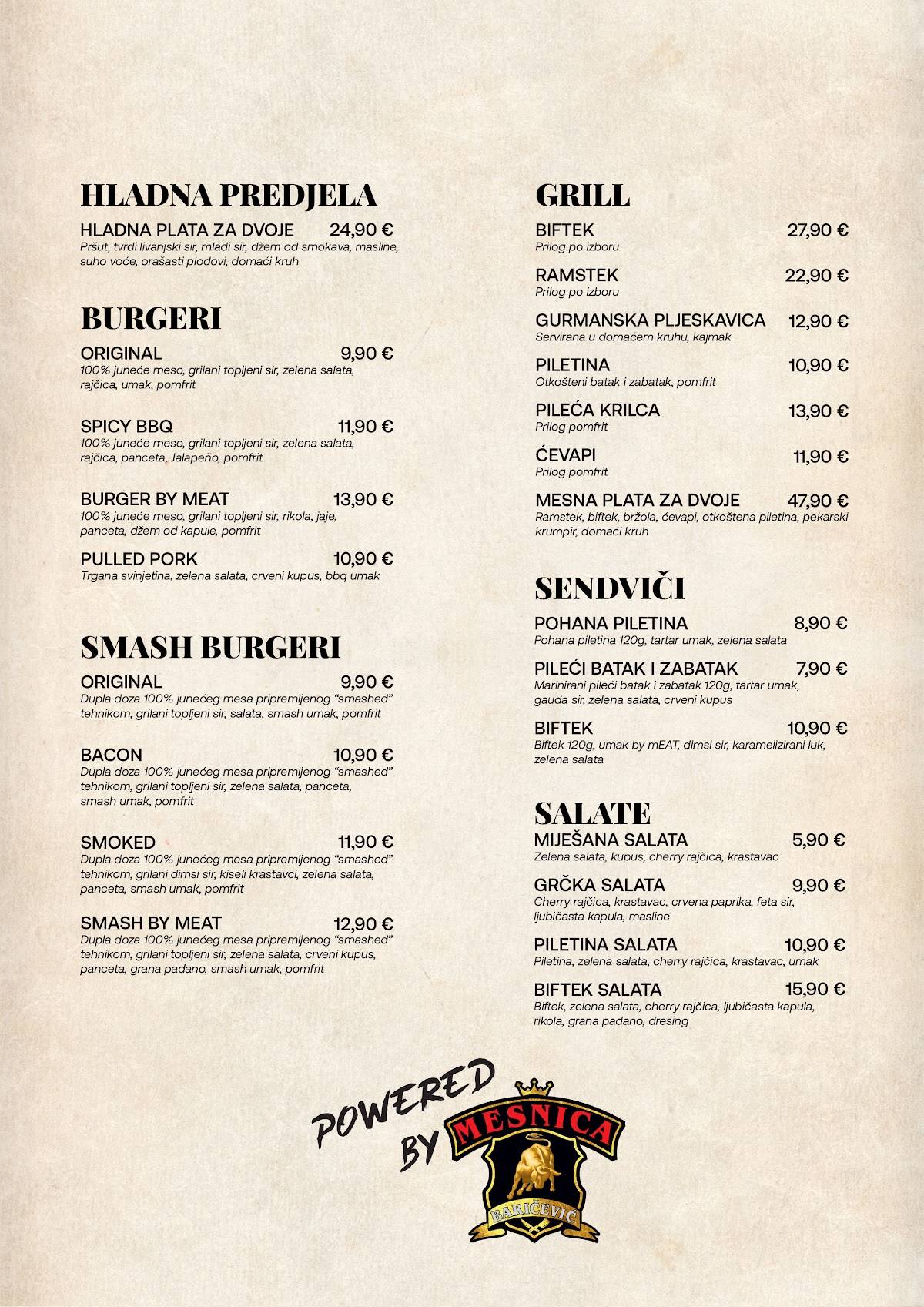 mEAT BAR меню