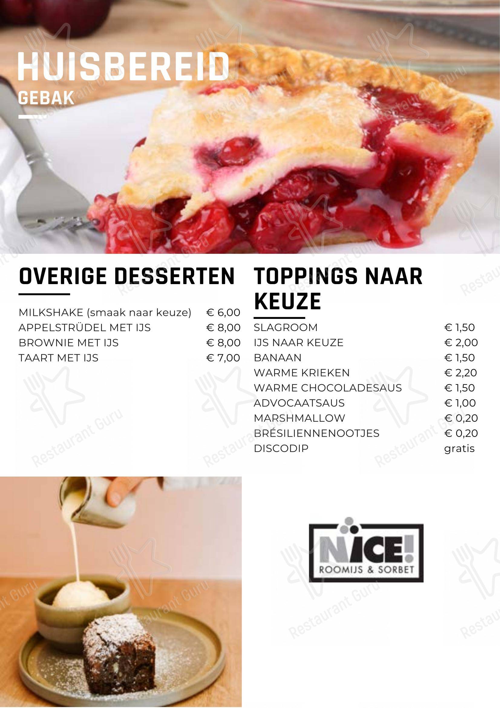 菜单 десерта nICE! - ice cream and sorbet