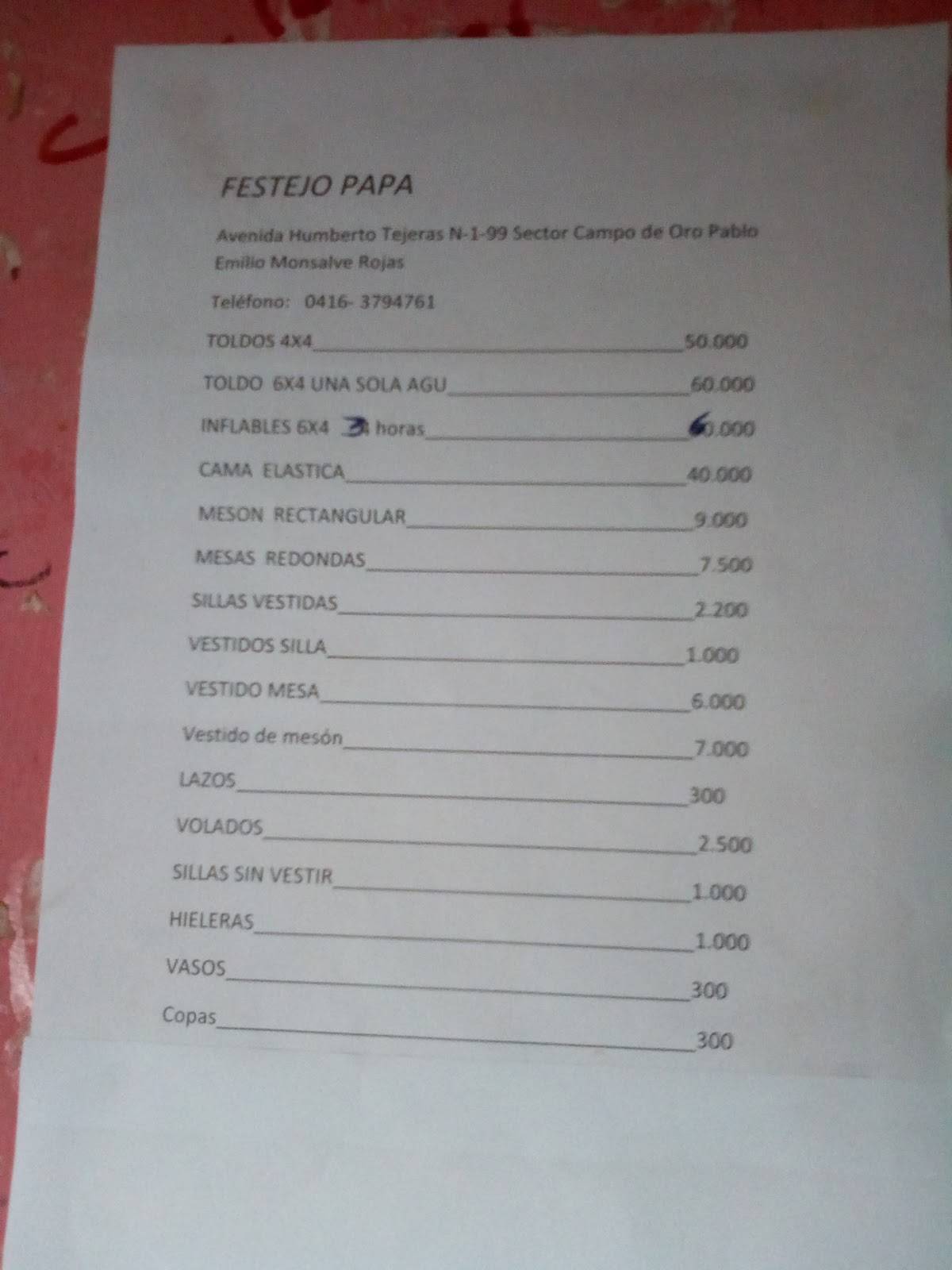 panaderia меню
