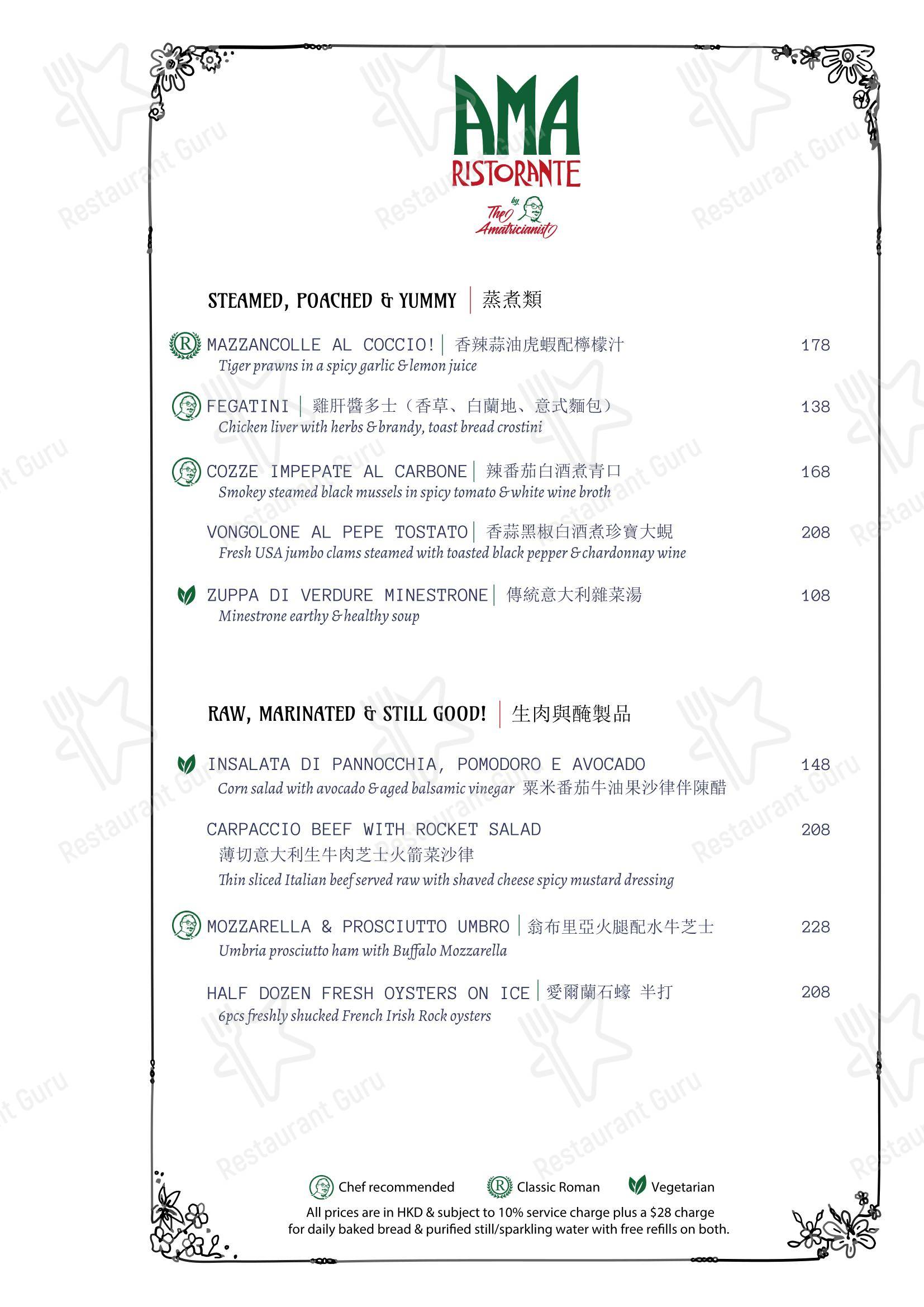 Коктейльная карта ресторана AMA Ristorante