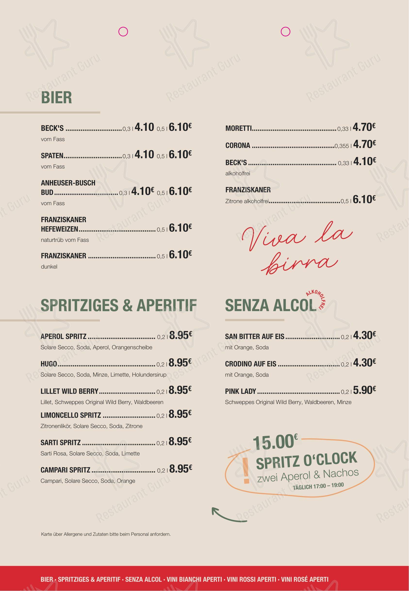 Меню кафе Café Spesso - Меню