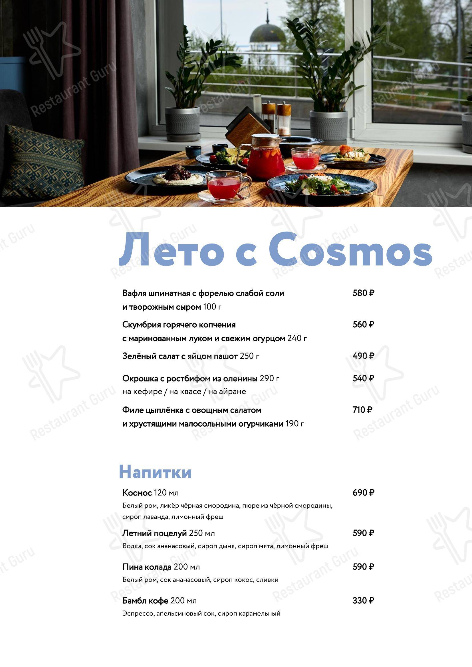Основное меню ресторана Cosmos