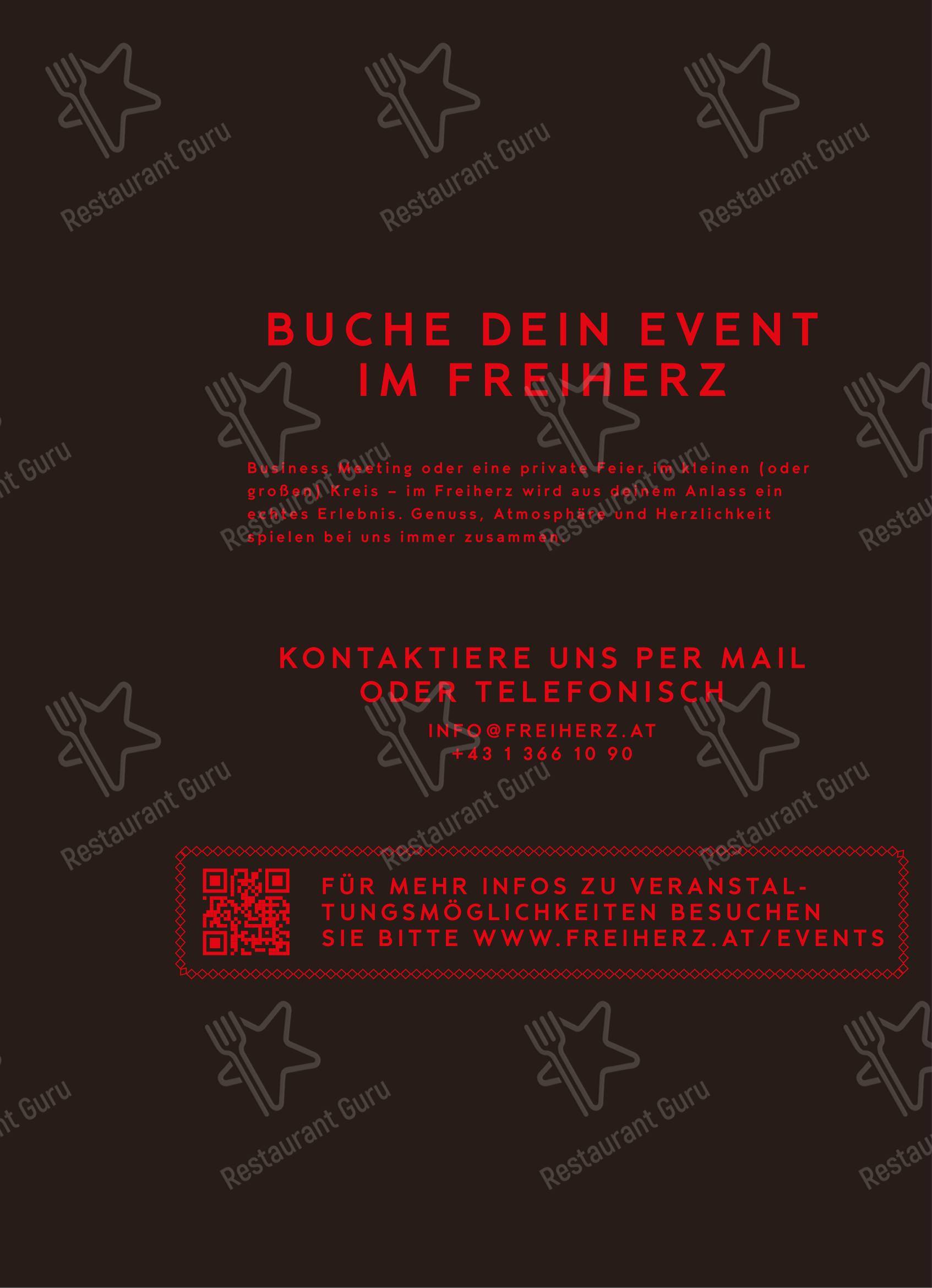 Меню ресторана FREIHERZ - Меню