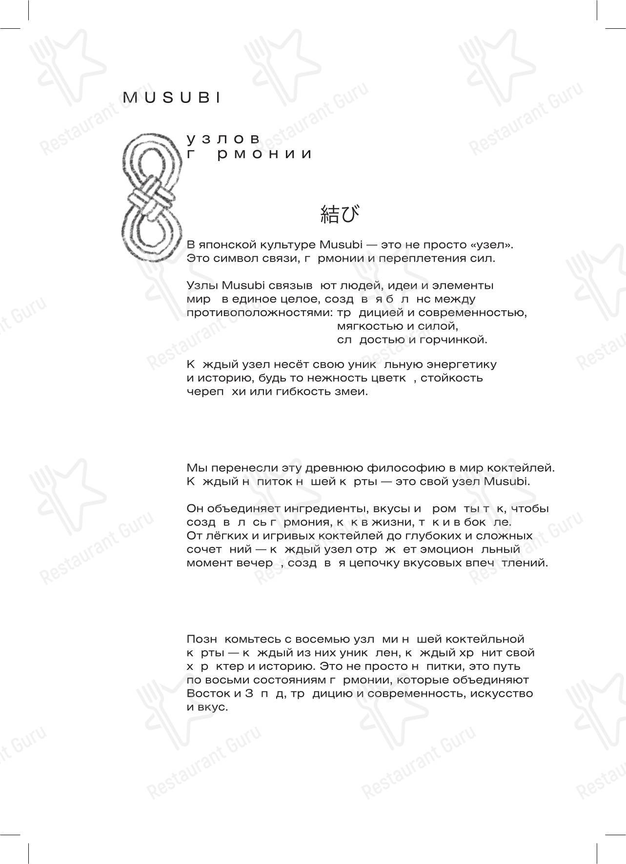 Меню напитков ресторана Izumi в Москве