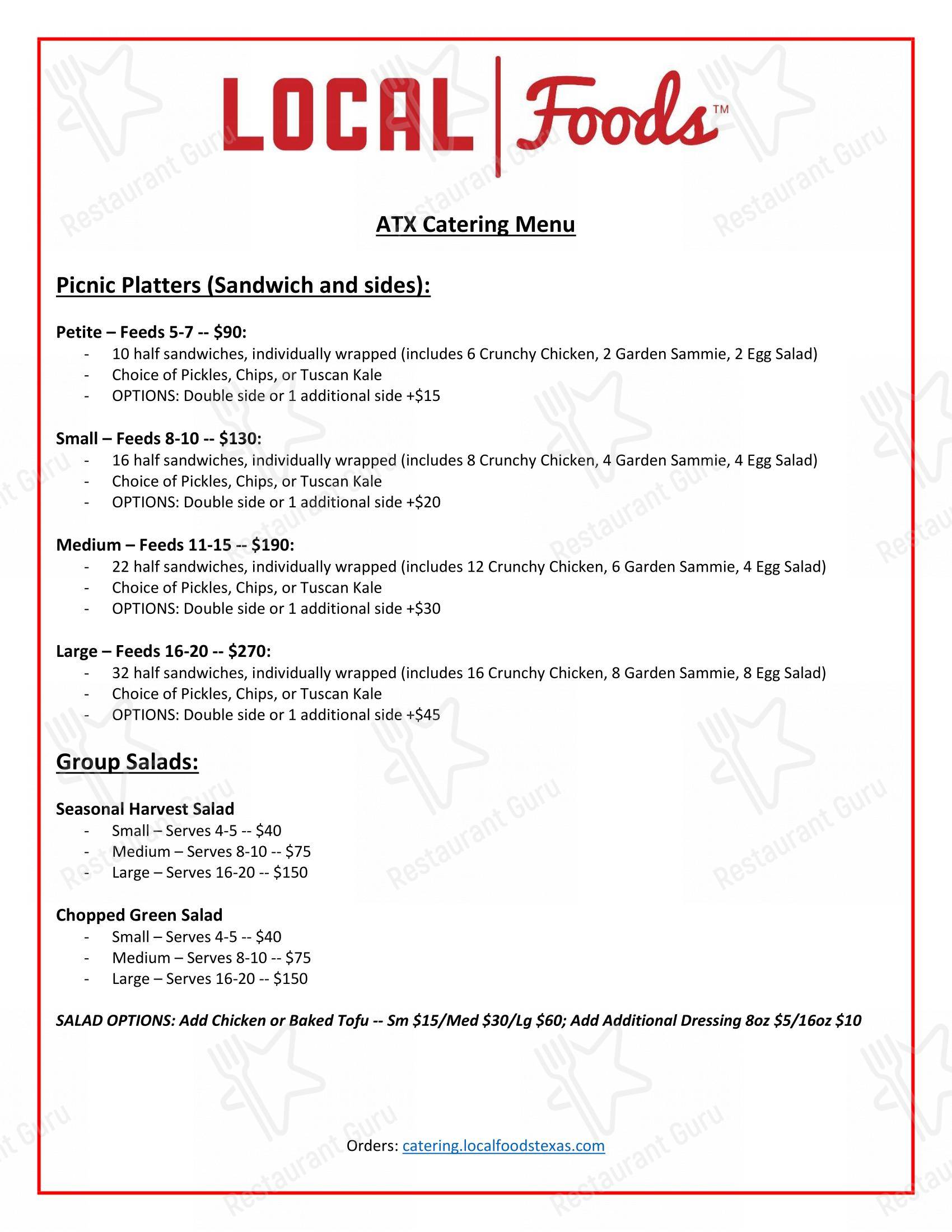 Take out menu ресторана Local Foods - Rice Village