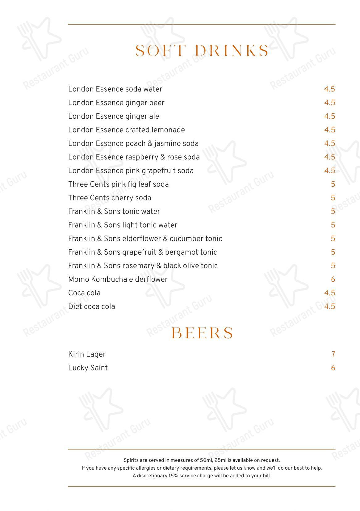 Drink menu ресторана NIJŪ
