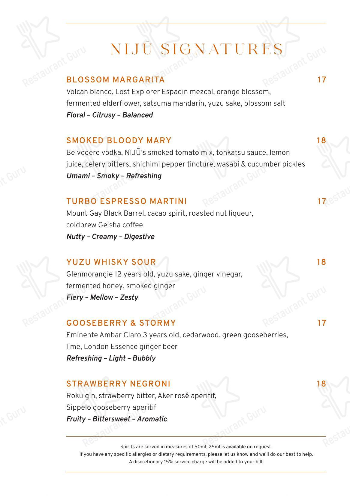 Меню ресторана NIJŪ - Drink menu