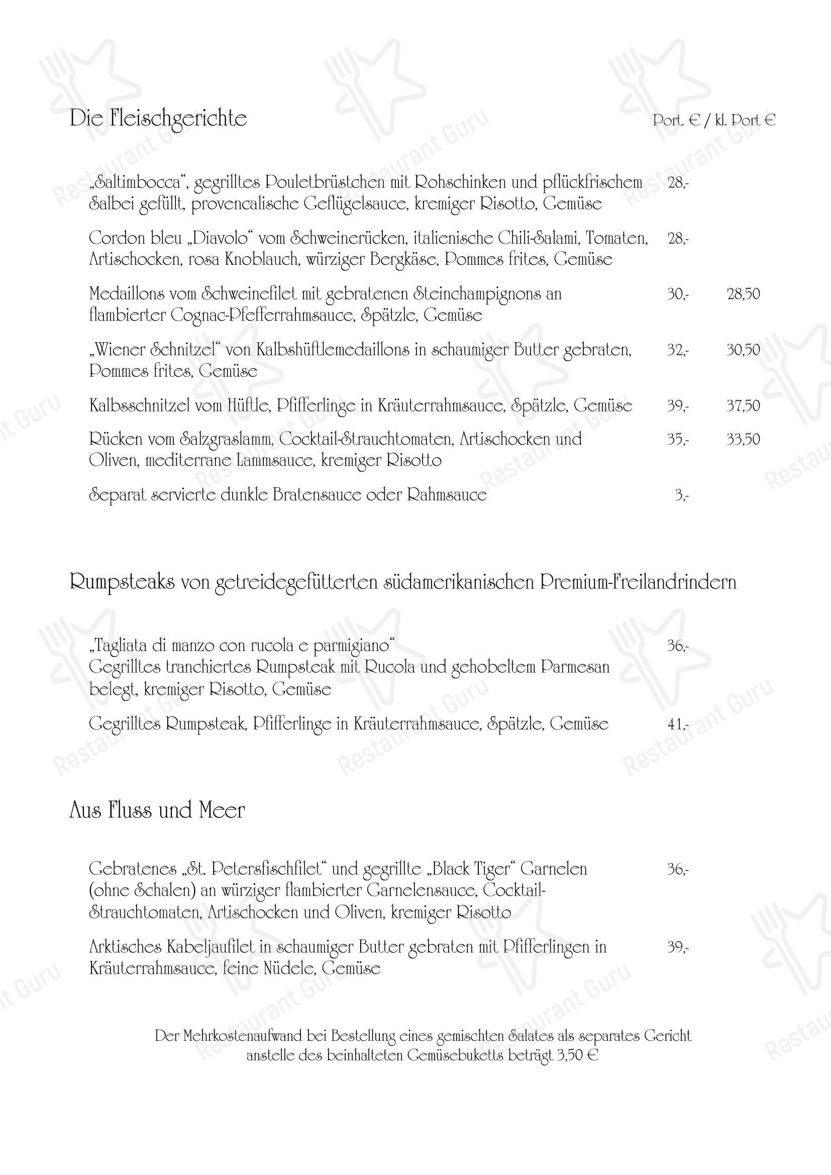 Restaurant Café Elke в Райнфельдене - Основное меню