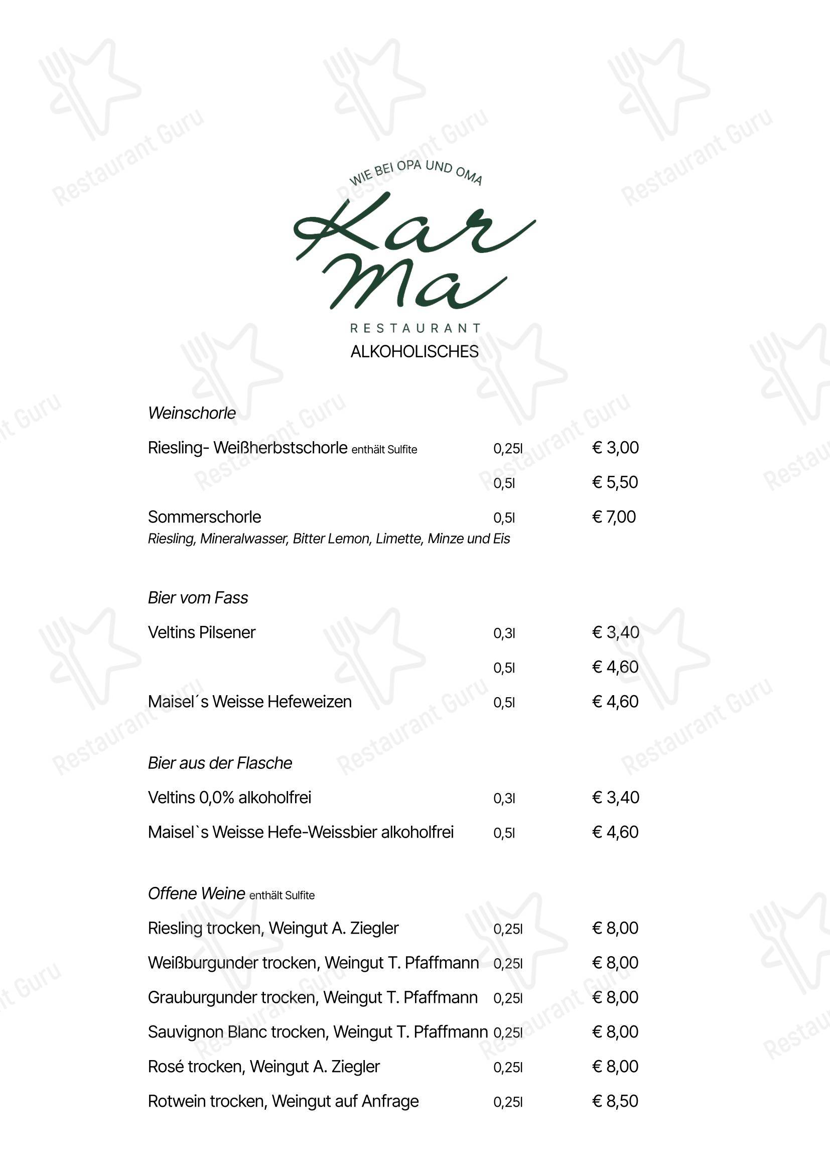 Меню напитков стейк хауса Tables в Нойштадте
