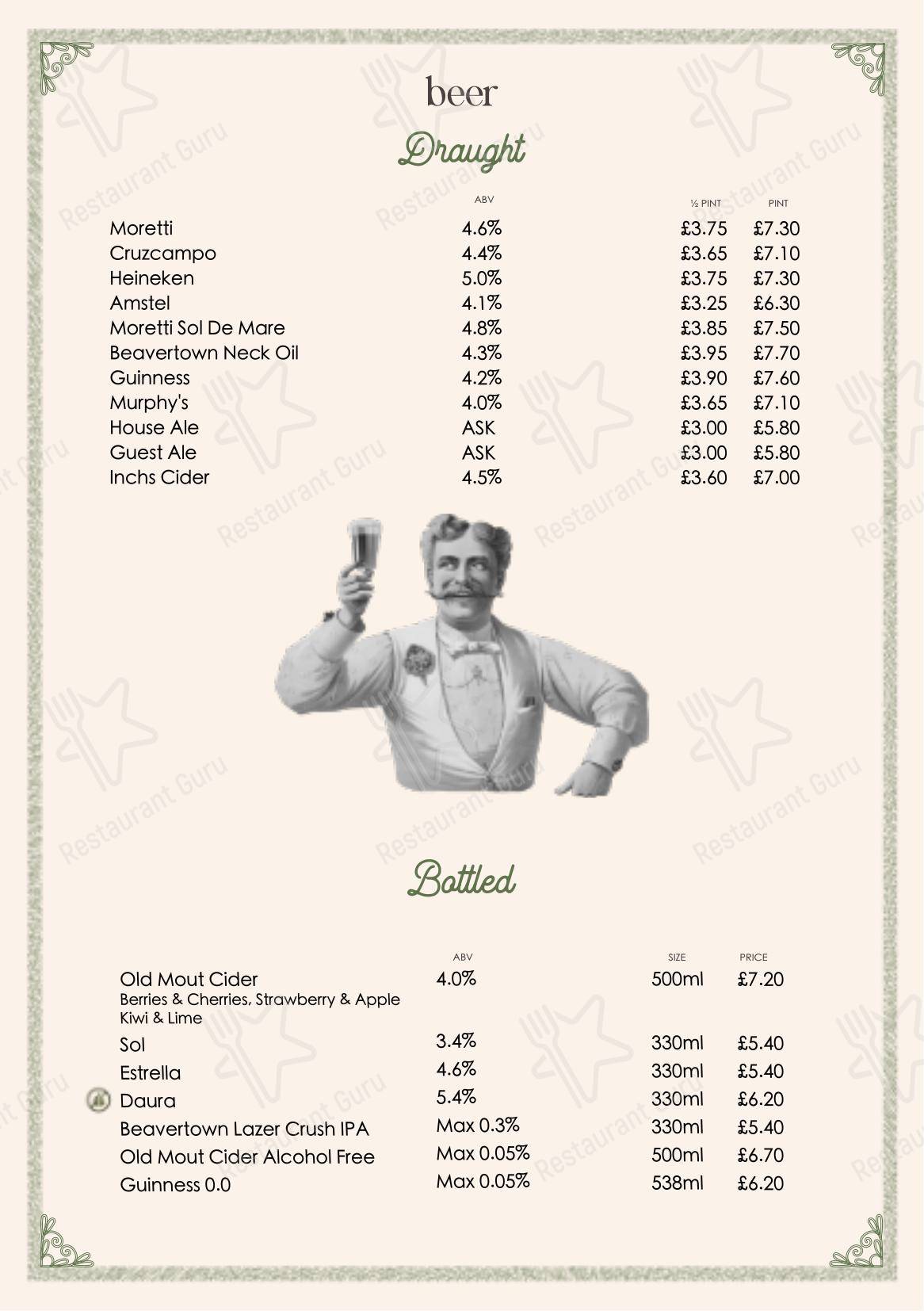 The Bell Inn в Хамптоне - Основное меню