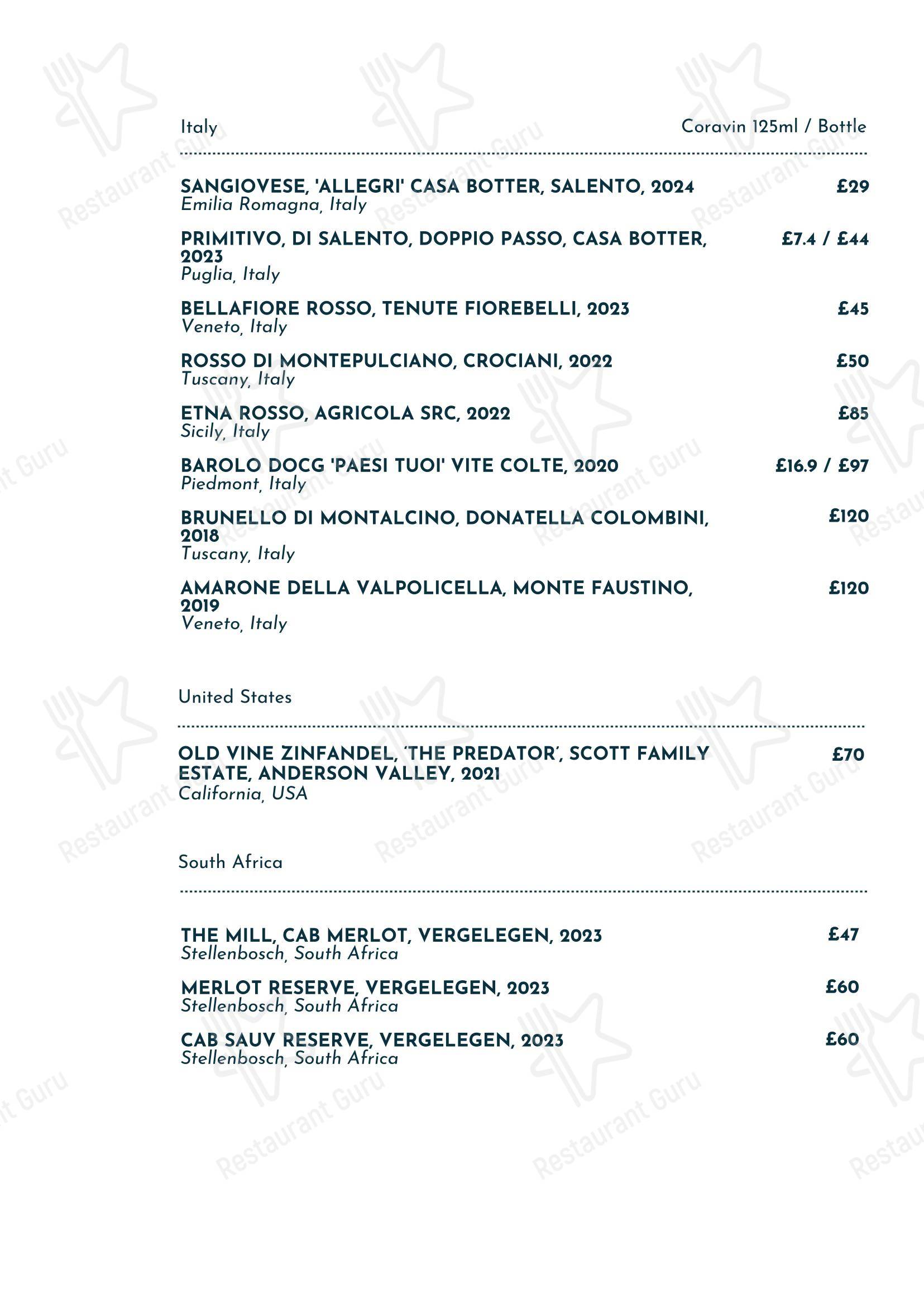 Wine Menu паба и бара The Shurlock Inn в Уолтеме Сейнте Лоренсе