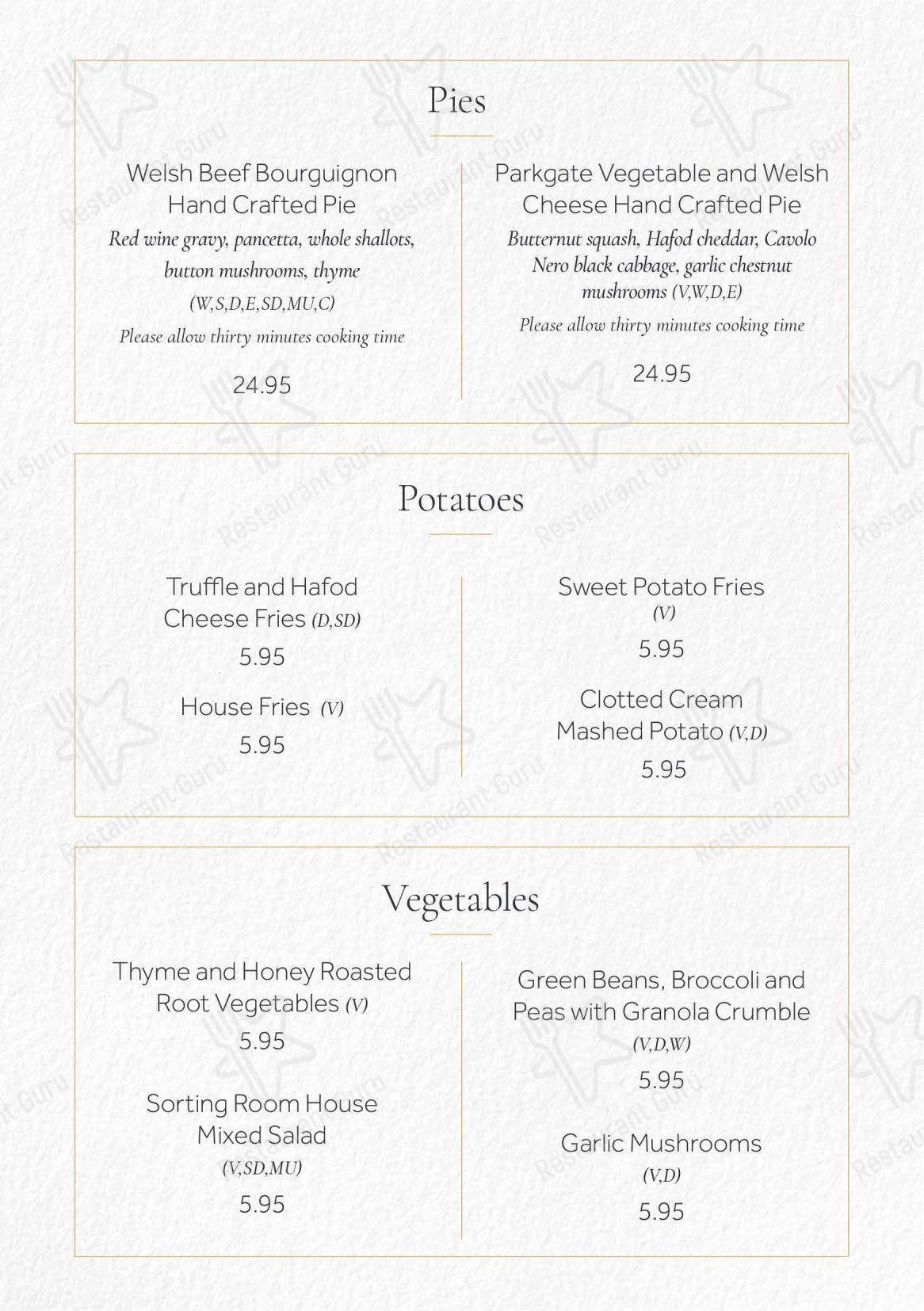 Коктейльная карта ресторана The Sorting Room Restaurant