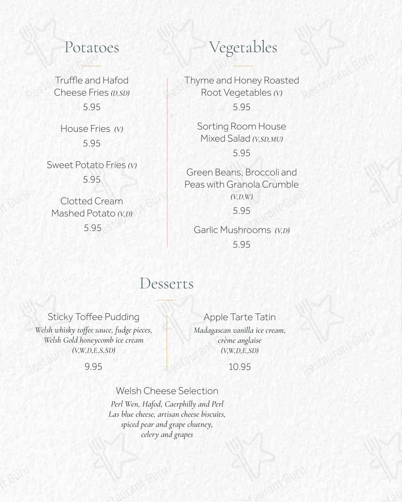 Takeaway Menu ресторана The Sorting Room Restaurant в Кардифф