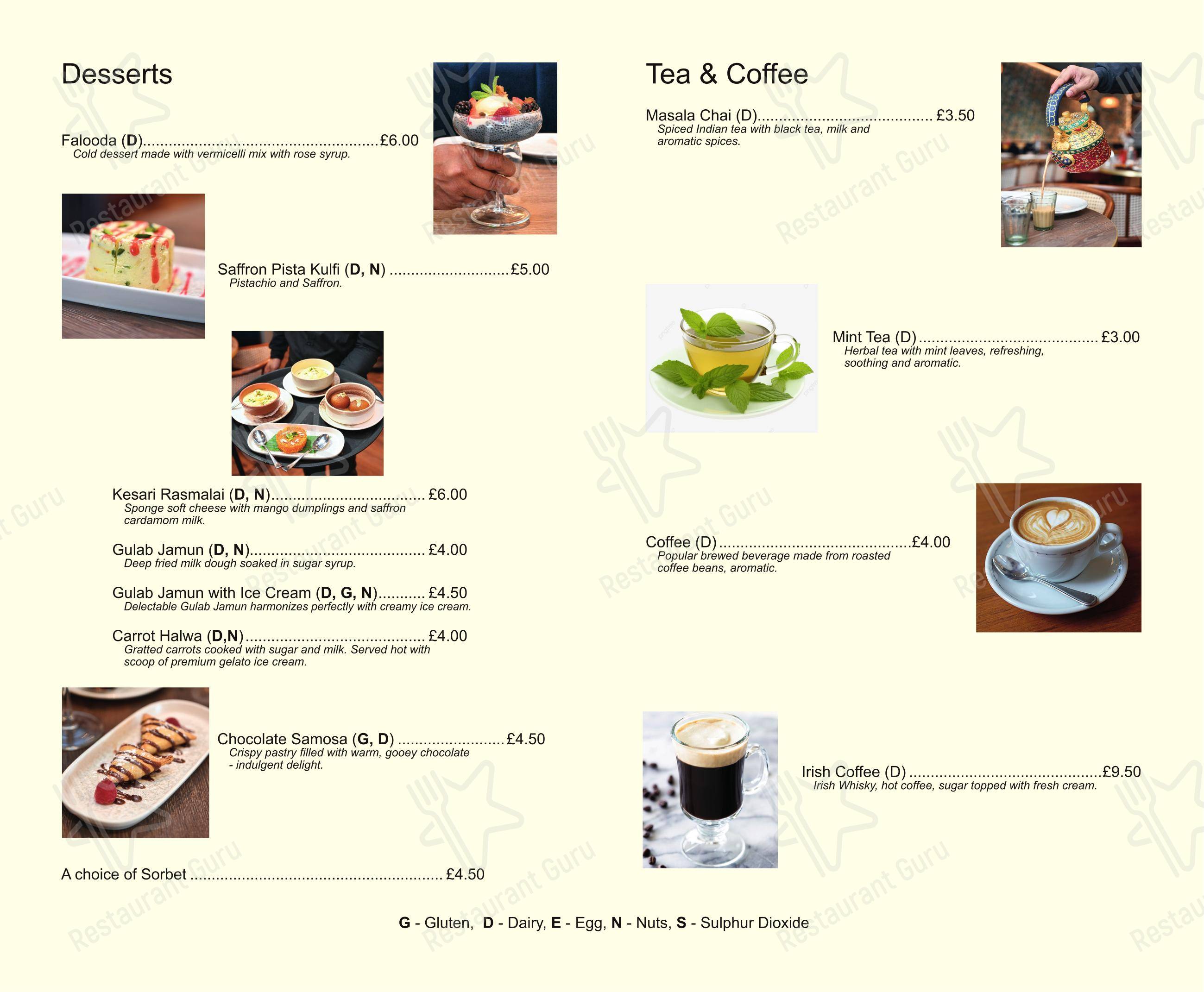 Tokri restaurant в Лондоне - Меню