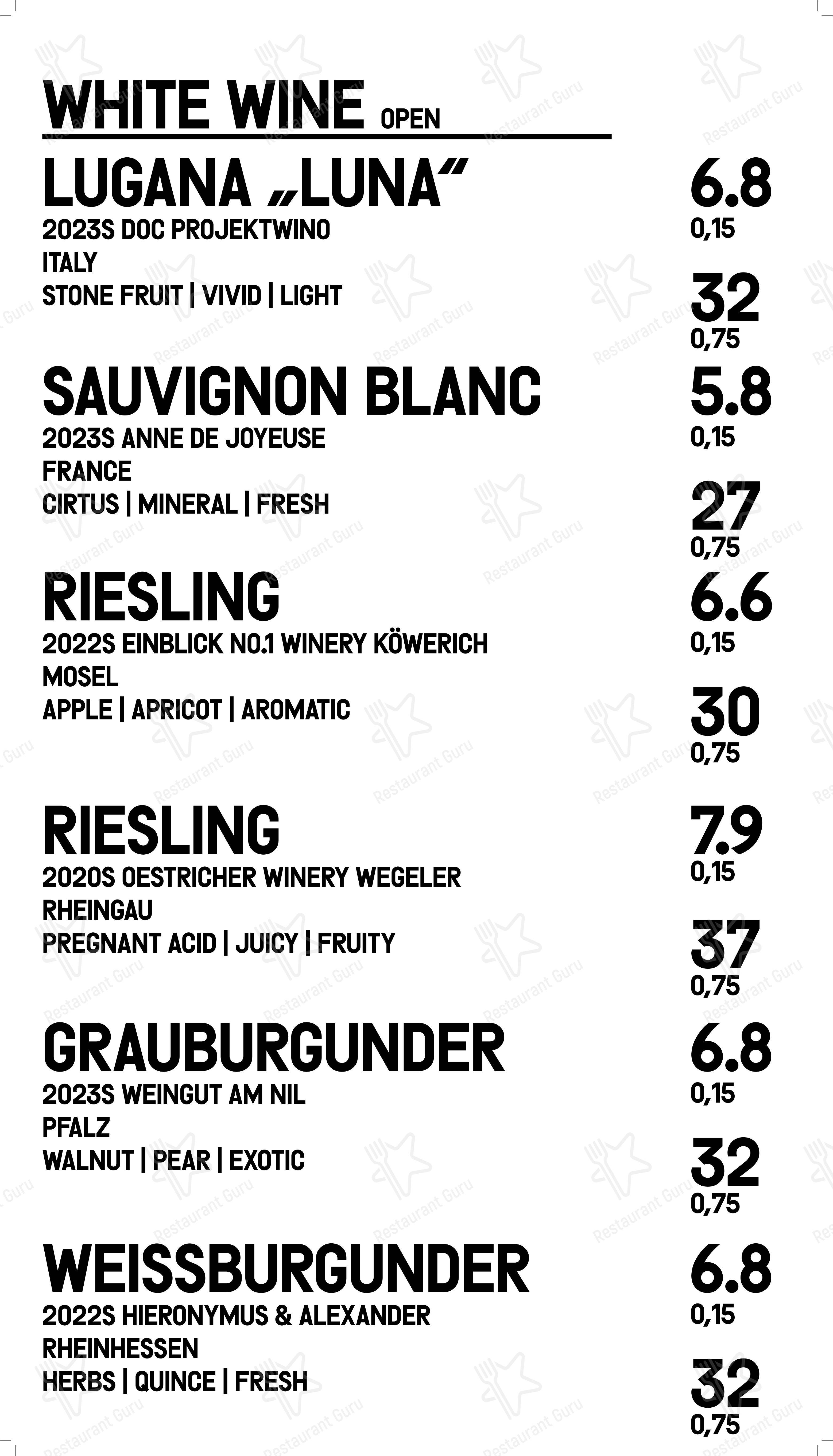 Dinner Menu ресторана Trapas