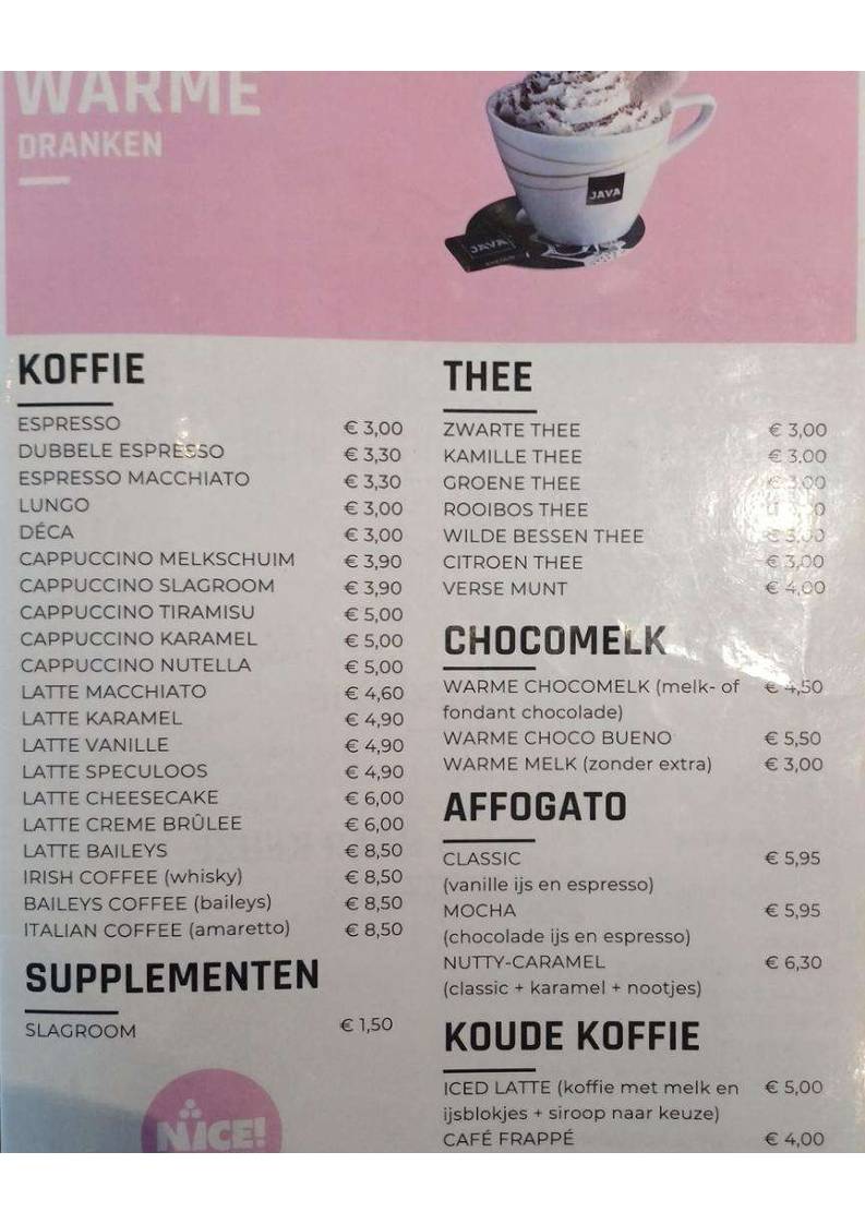 nICE! - ice cream and sorbet меню