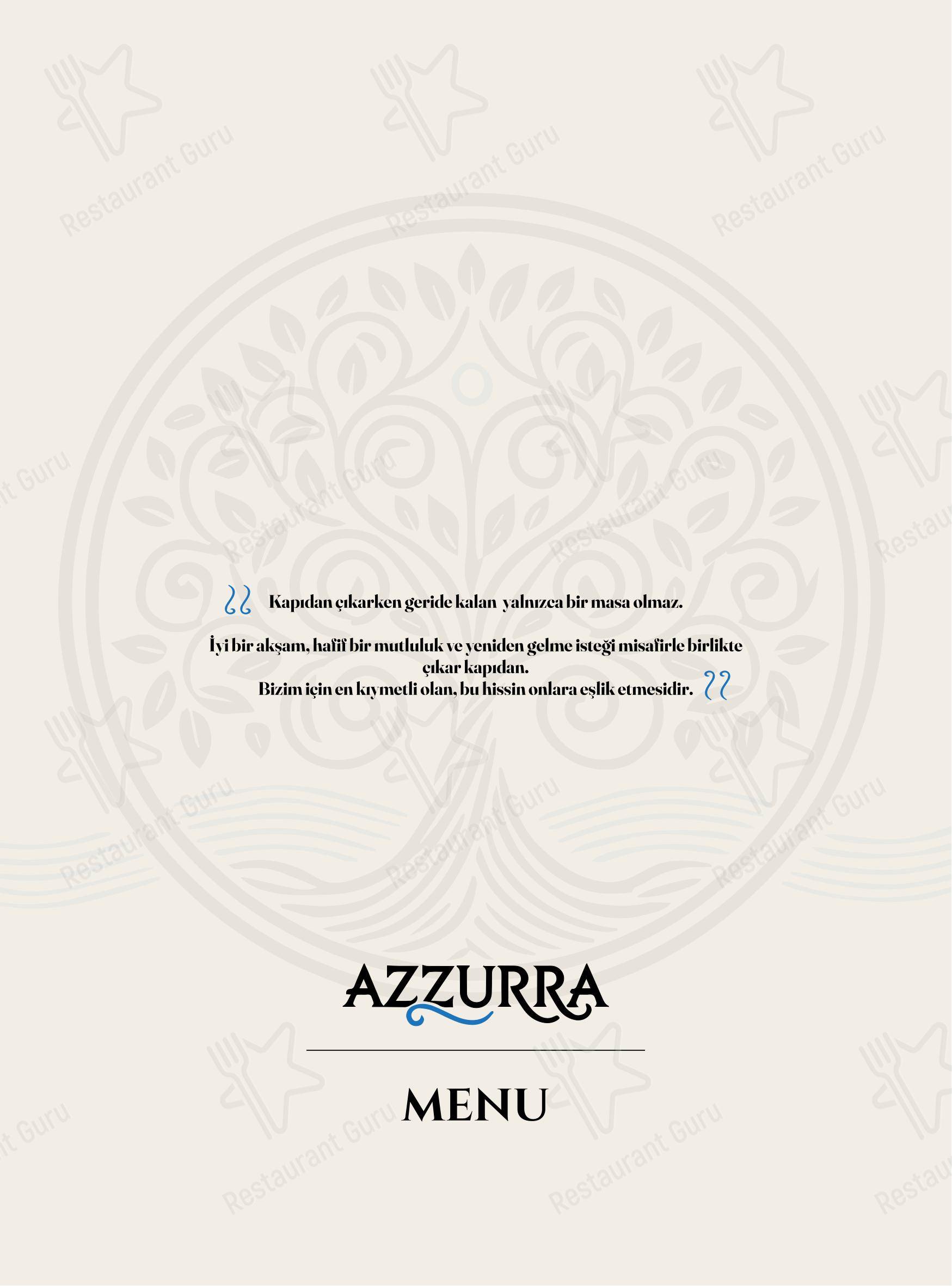 Меню ресторана AZZURRA - Меню