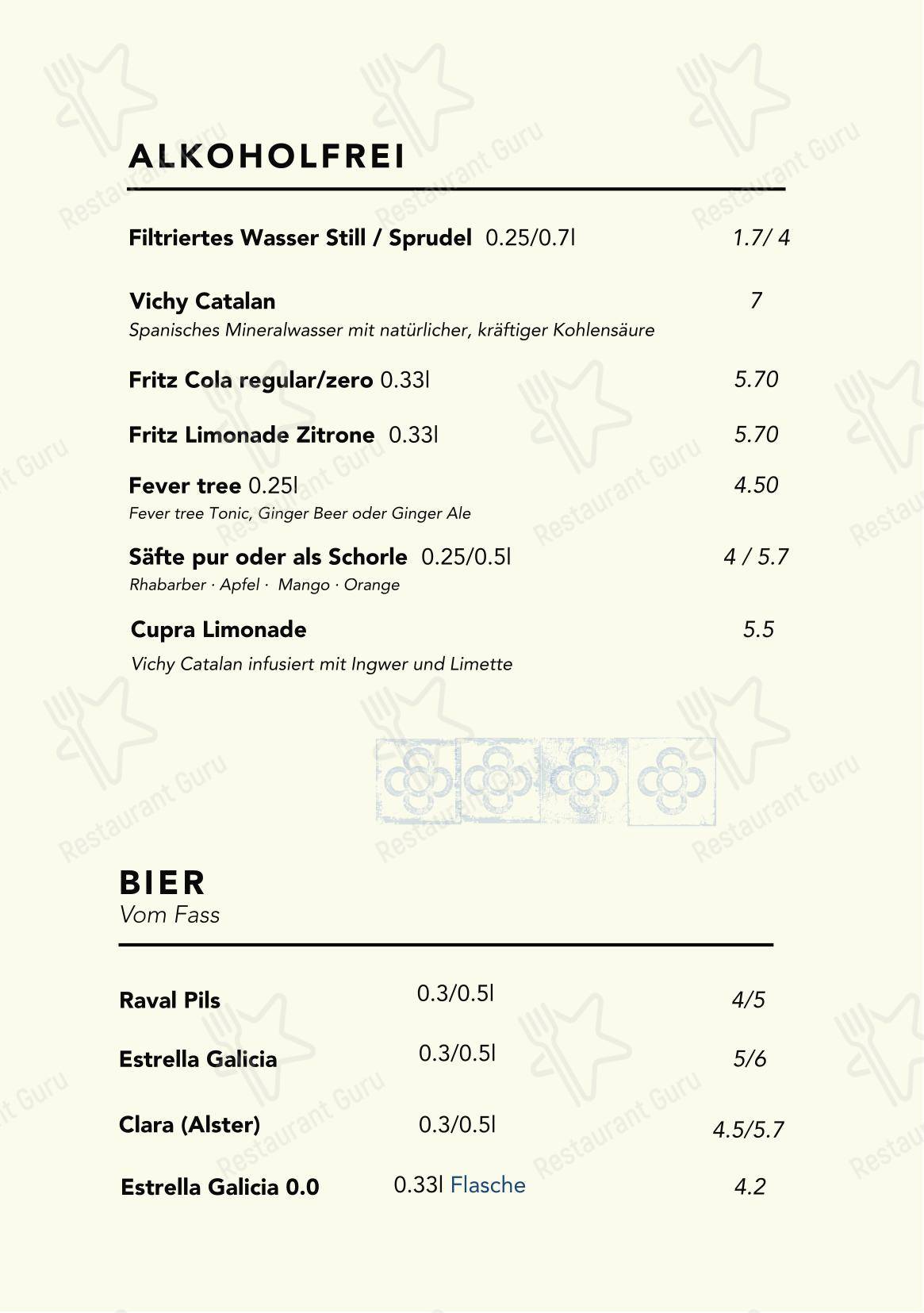 Raval в Берлине - Меню
