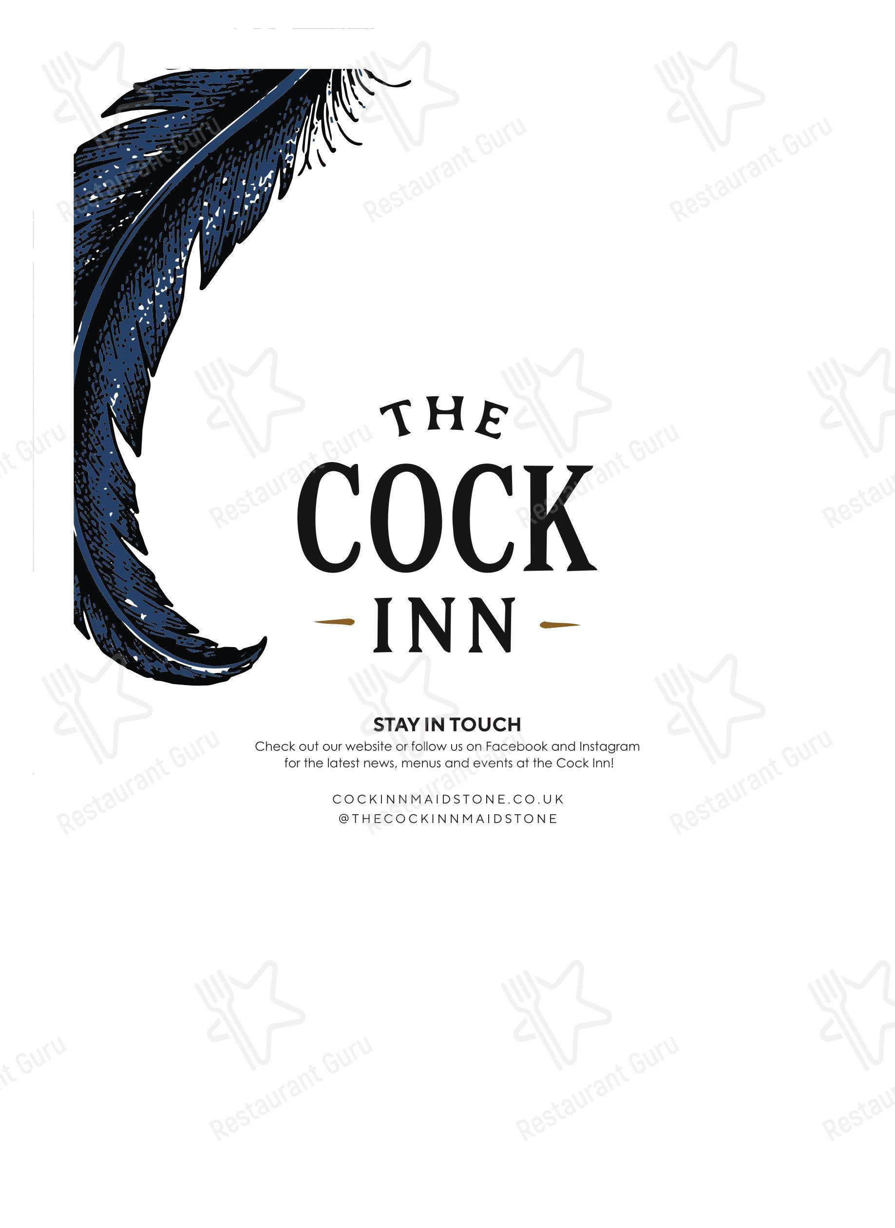 Основное меню паба и бара Cock Inn в Мейдстоне