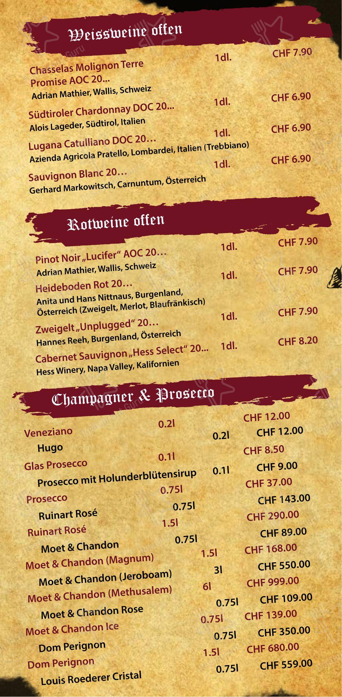 Меню напитков барбекю EL RICO - Steakhouse & Burger