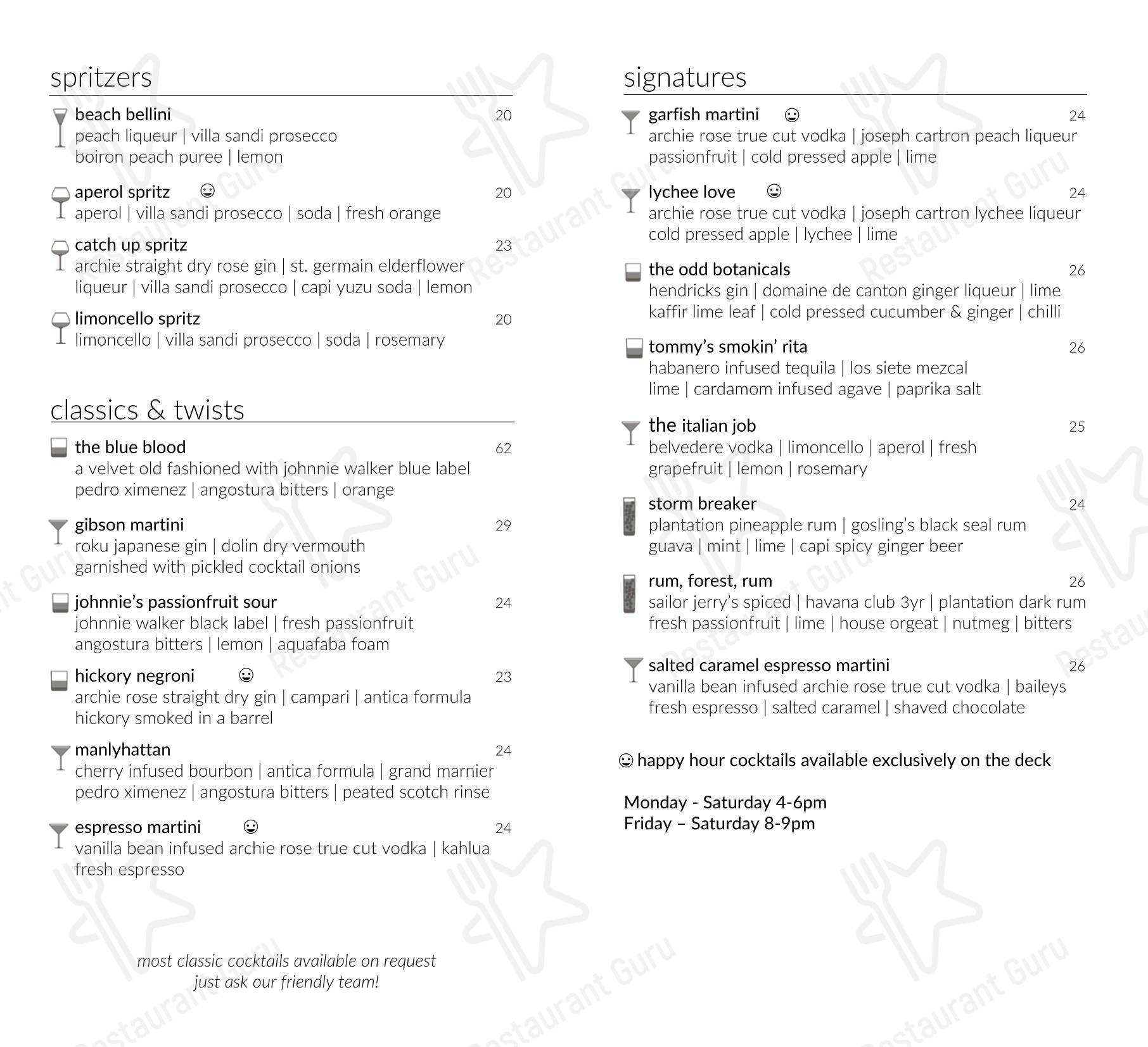 Garfish Manly в Манли - Boronia Catering Menu Pack