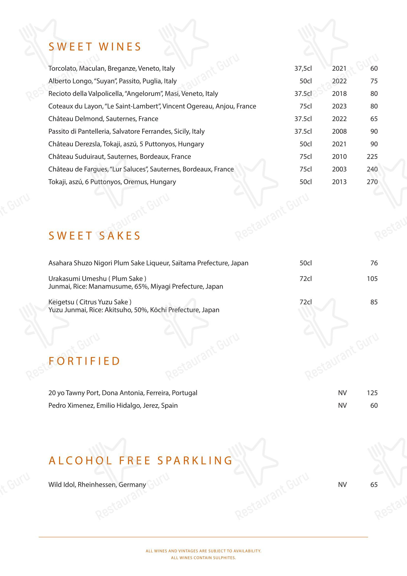 Group Booking Menu ресторана NIJŪ
